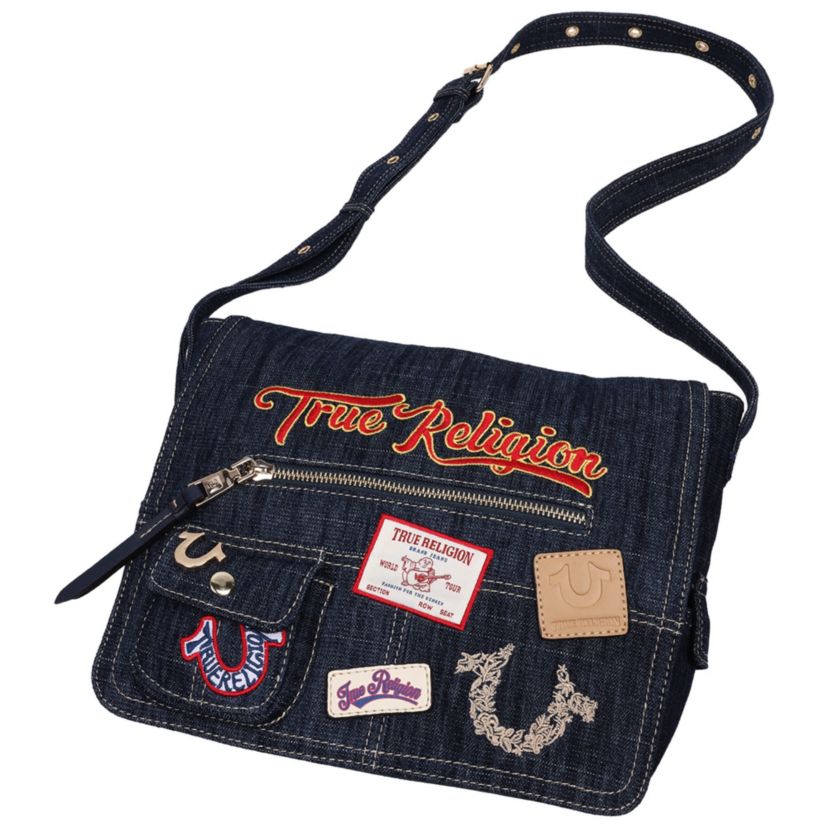 True Religion Multi Patch Denim Messenger Bag | Belk