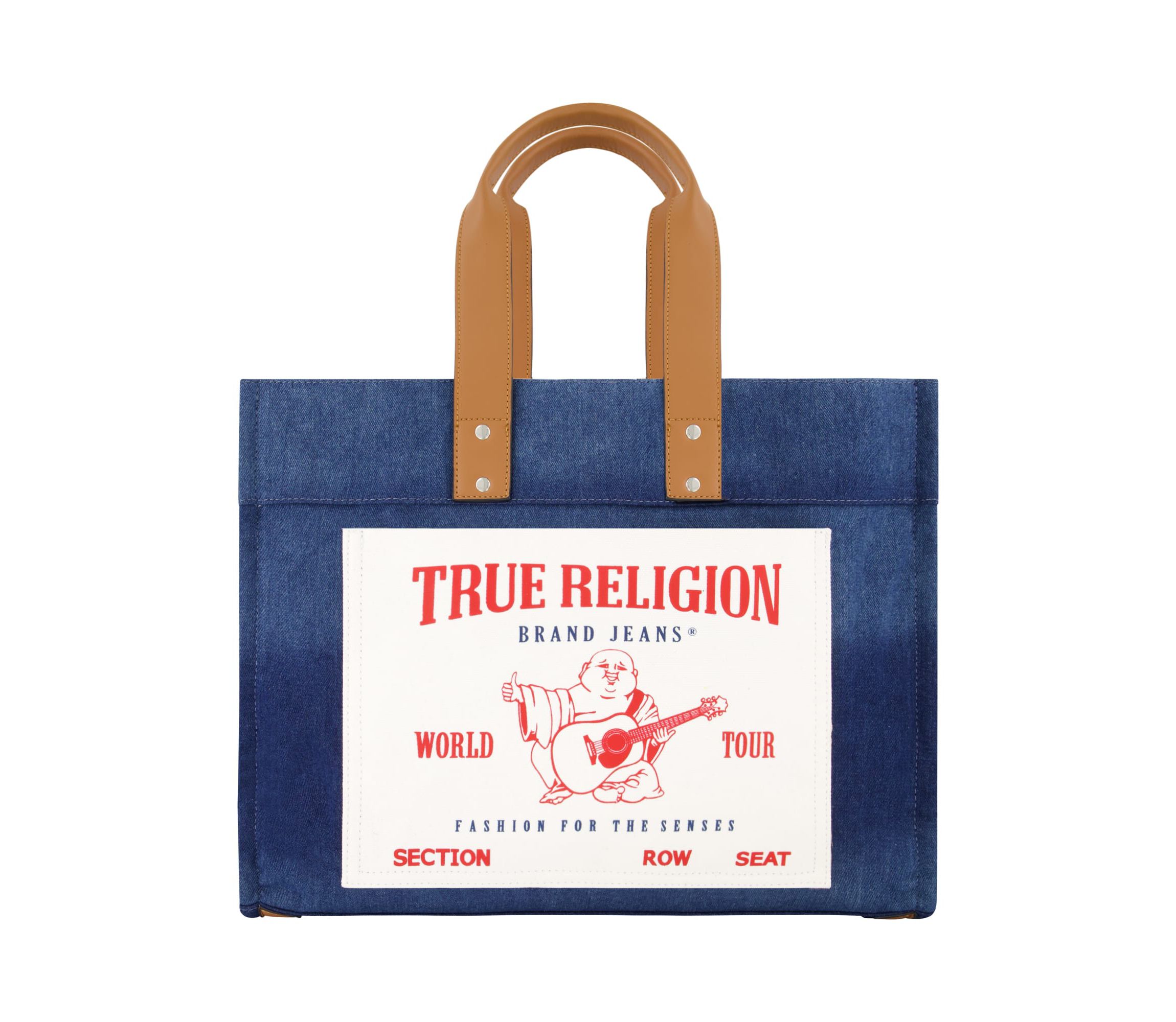 True Religion Large Washed Navy Denim Tote