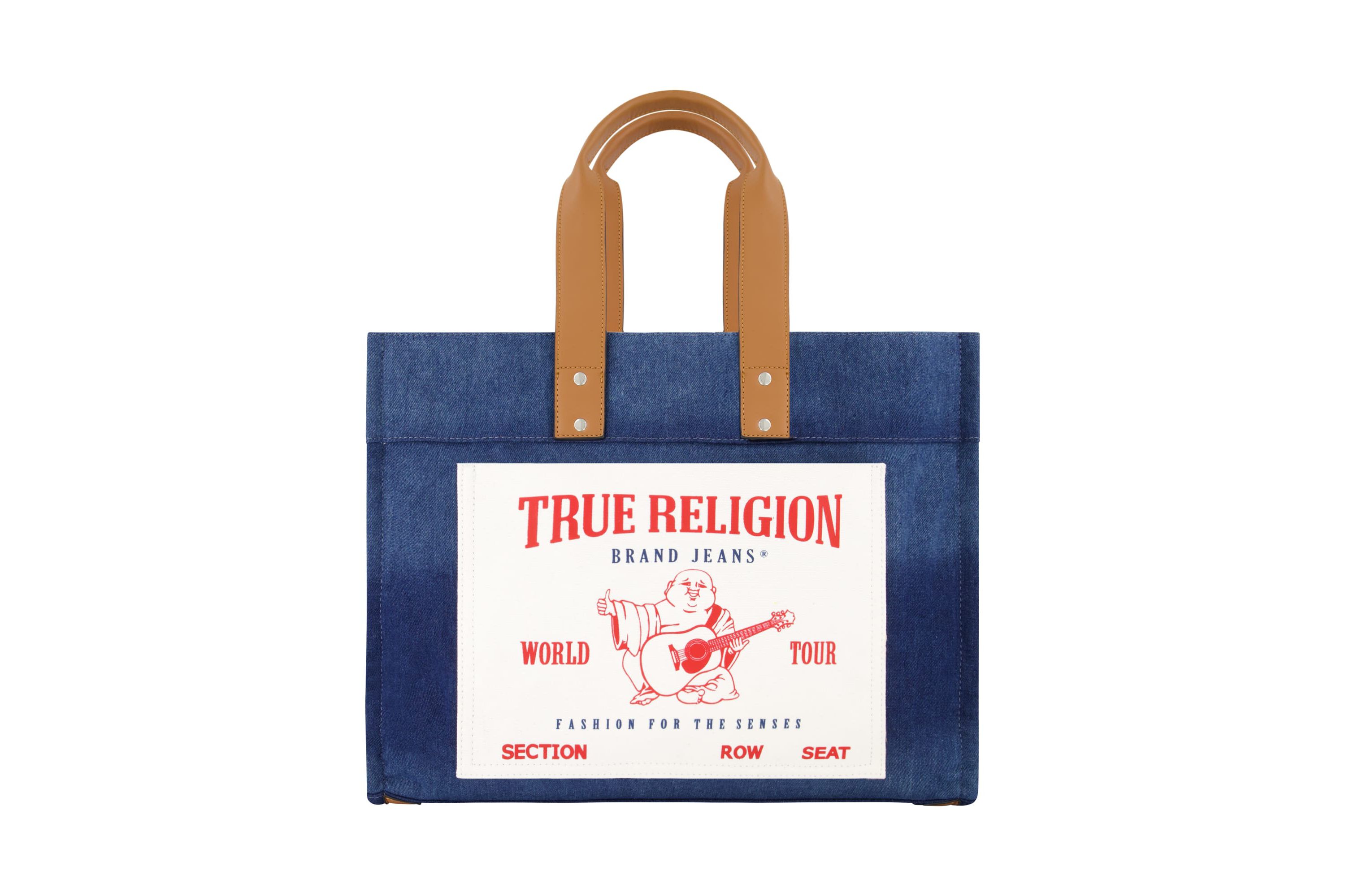True Religion Large Washed Navy Denim Tote