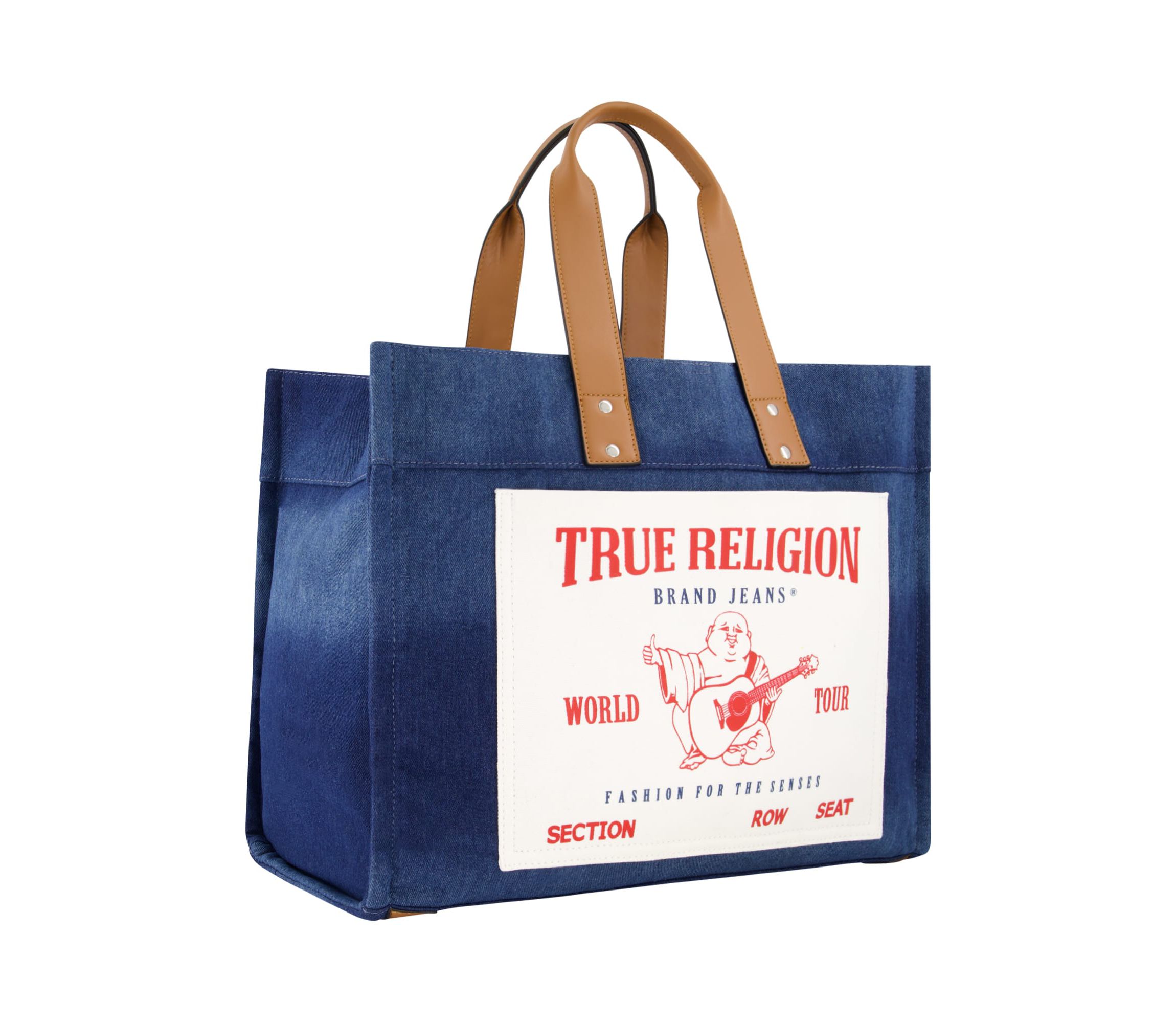 True Religion Large Washed Navy Denim Tote