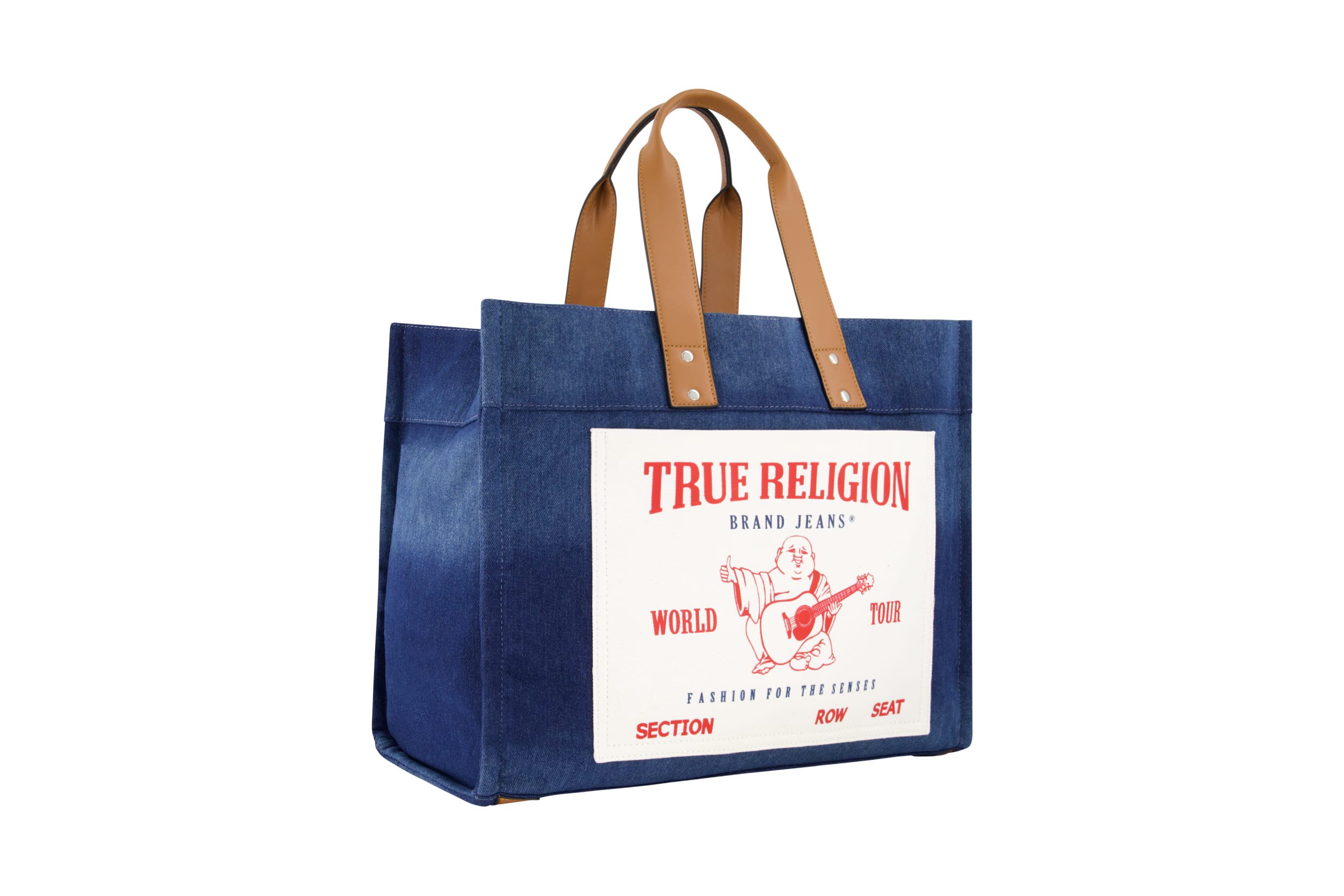 True Religion Large Washed Navy Denim Tote