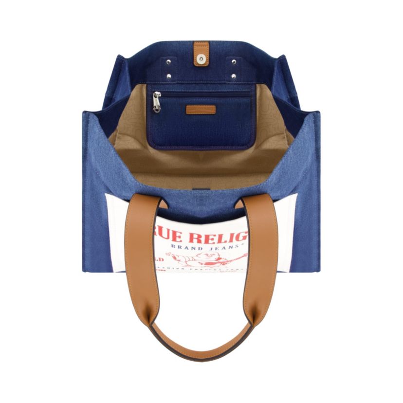 True Religion Large Washed Navy Denim Tote