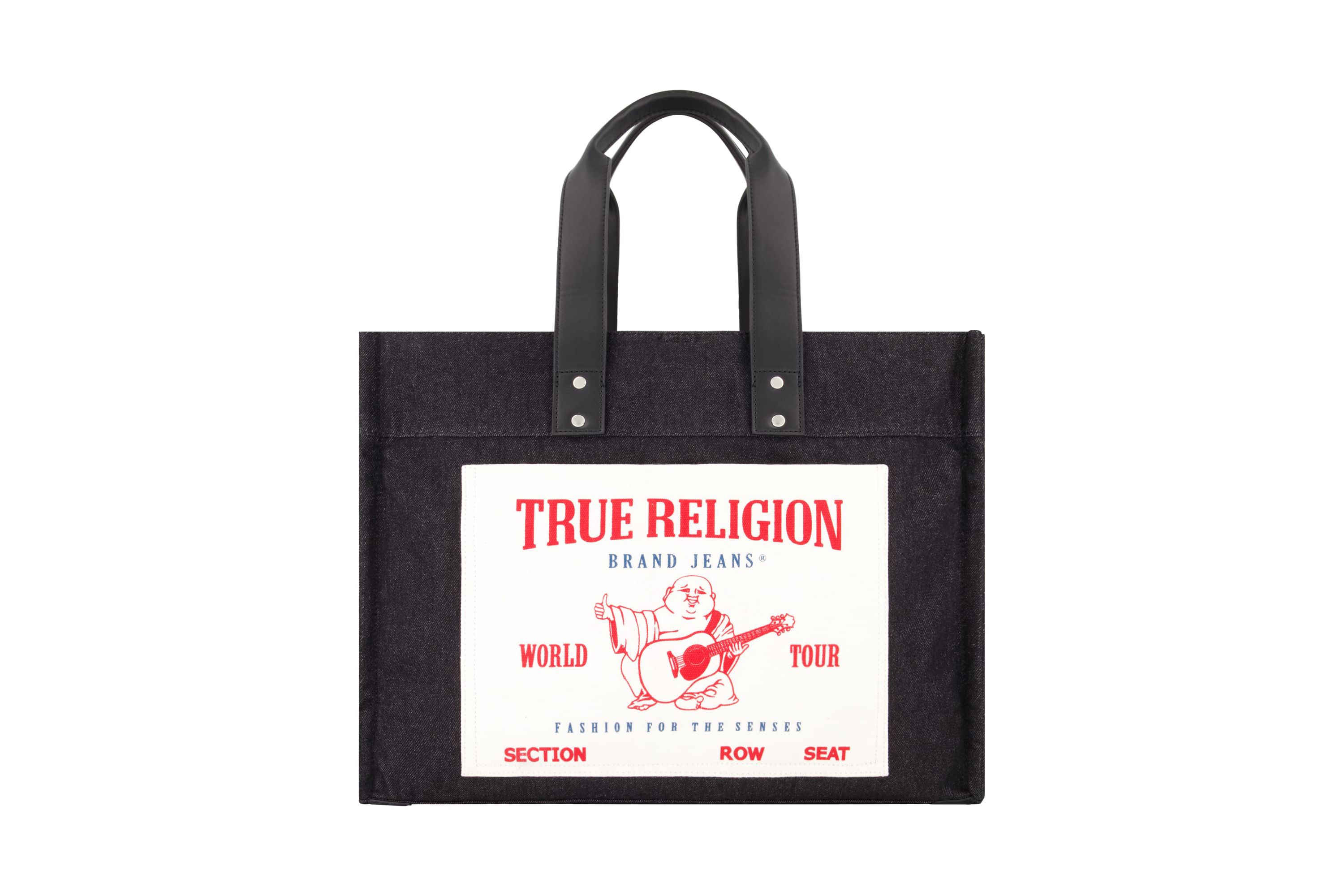 True Religion Large Washed Black Denim Tote