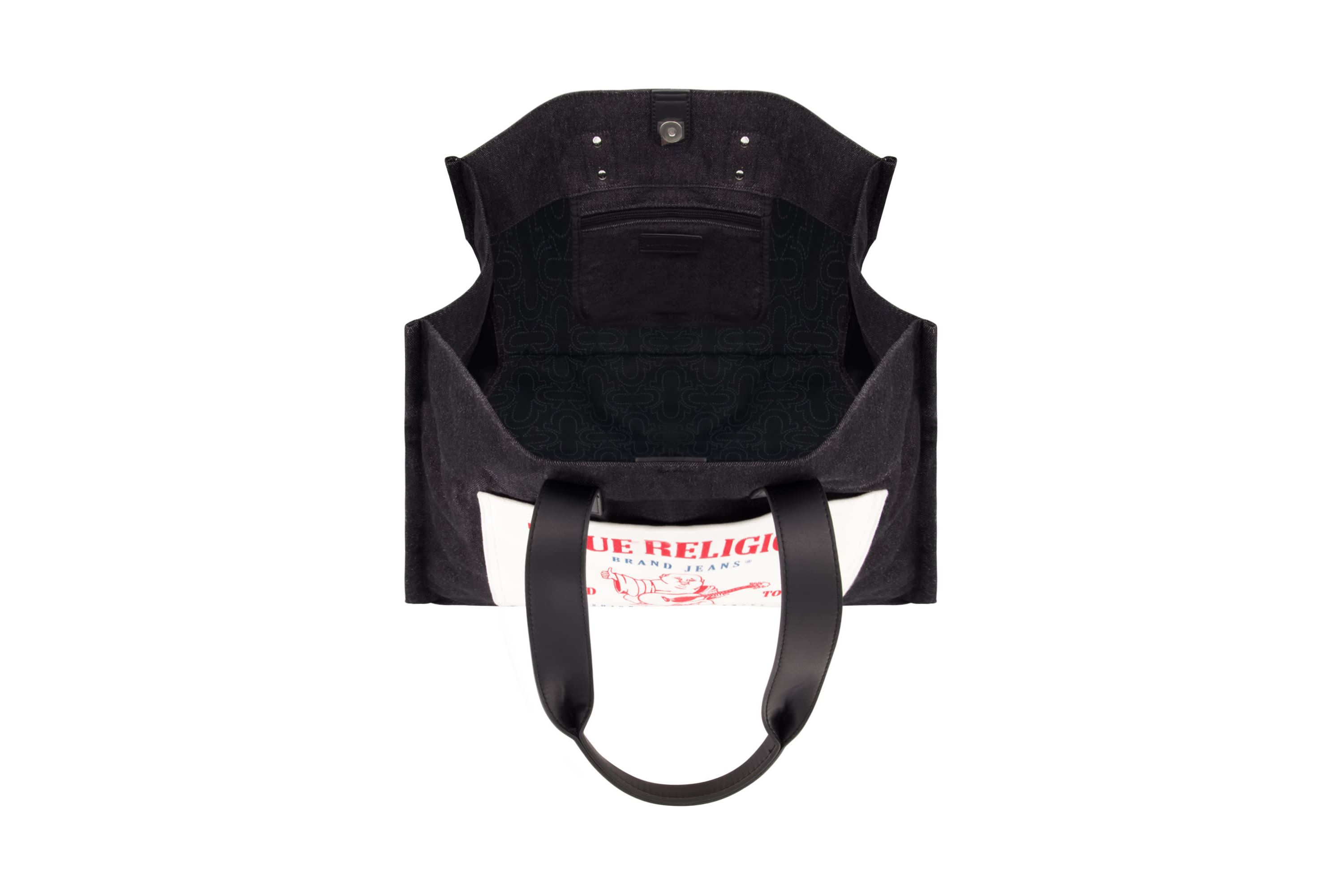 True Religion Large Washed Black Denim Tote