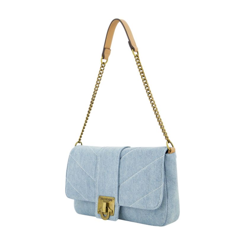 DENIM BRASS HARDWARE FLAP
