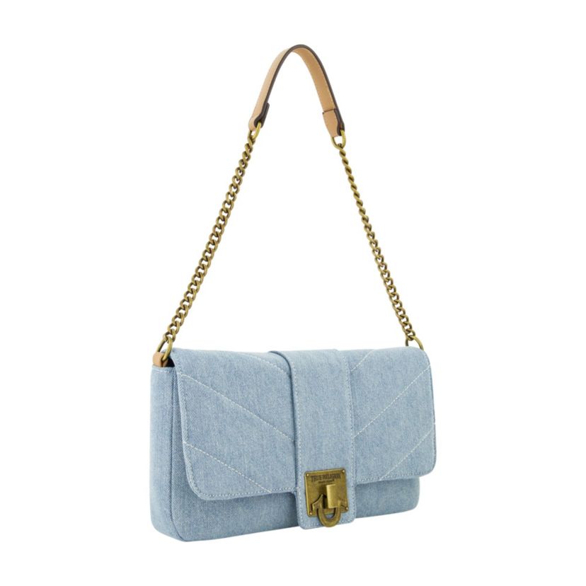 DENIM BRASS HARDWARE FLAP