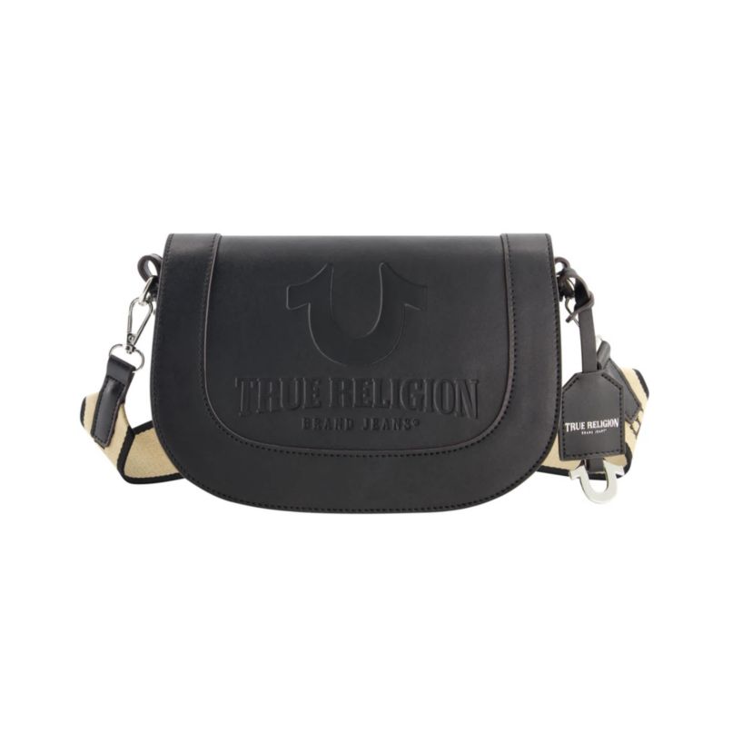 True Religion debossed logo flap shoulder bag