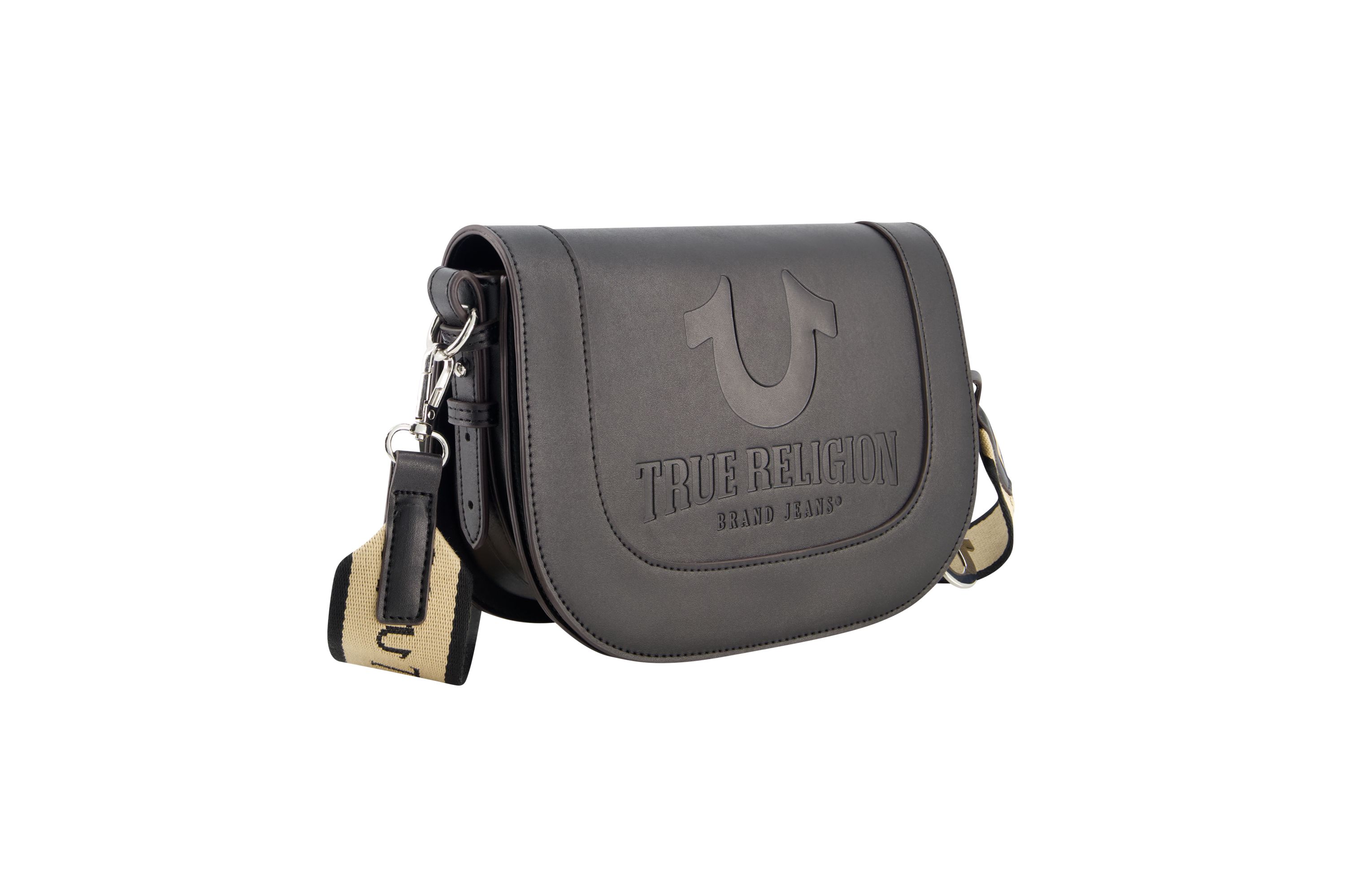True Religion debossed logo flap shoulder bag