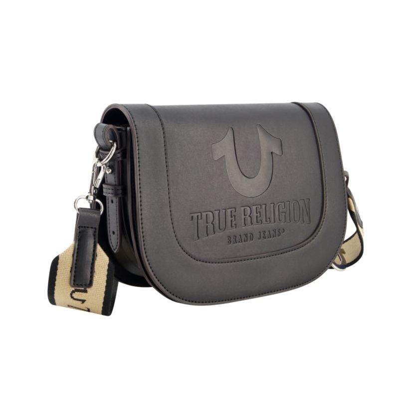 True Religion debossed logo flap shoulder bag