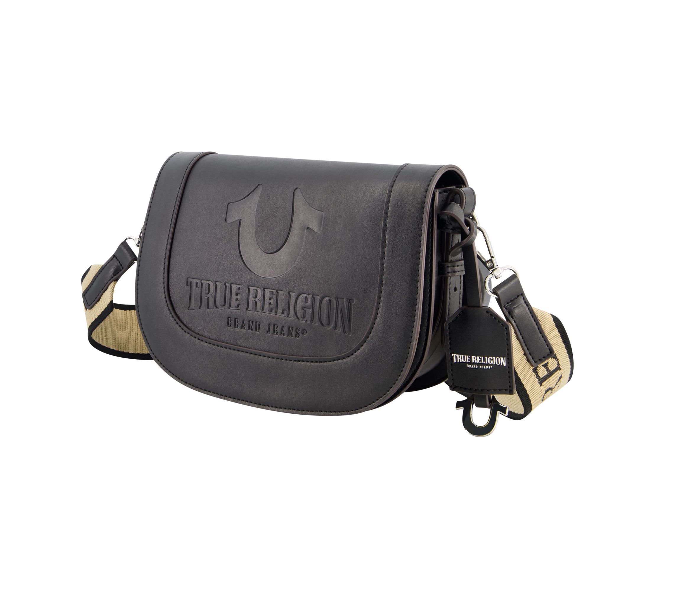 True Religion debossed logo flap shoulder bag