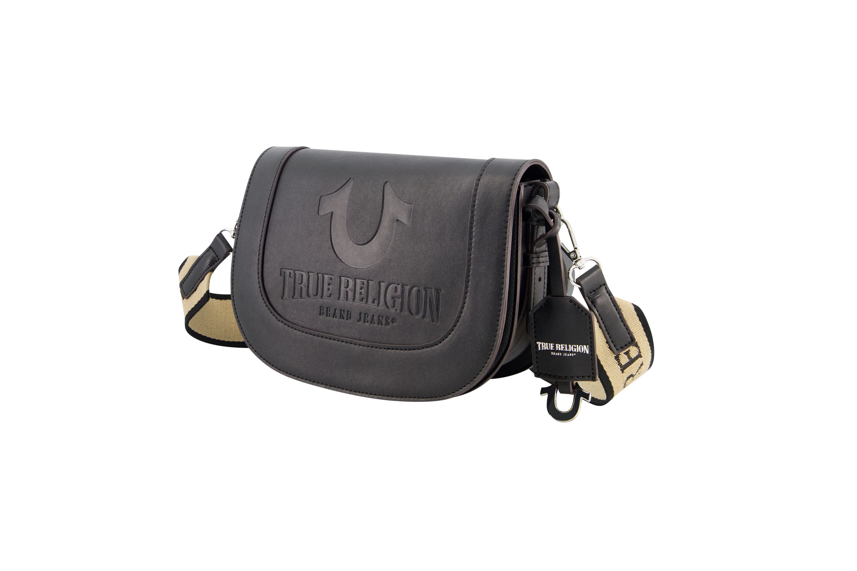 True Religion debossed logo flap shoulder bag