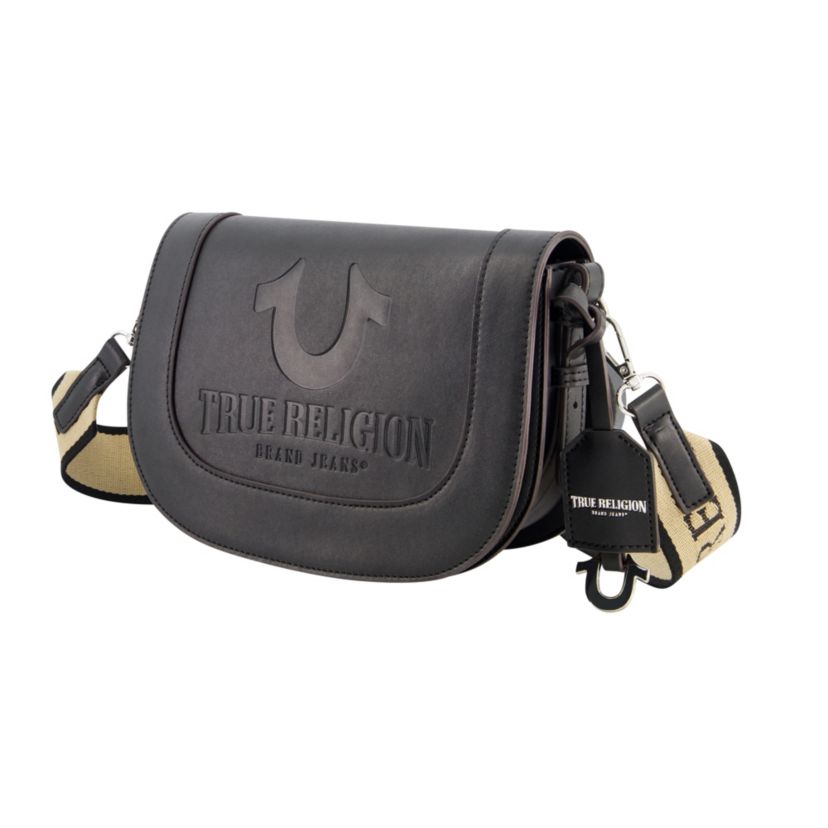 True Religion debossed logo flap shoulder bag