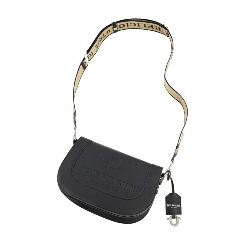 True Religion debossed logo flap shoulder bag