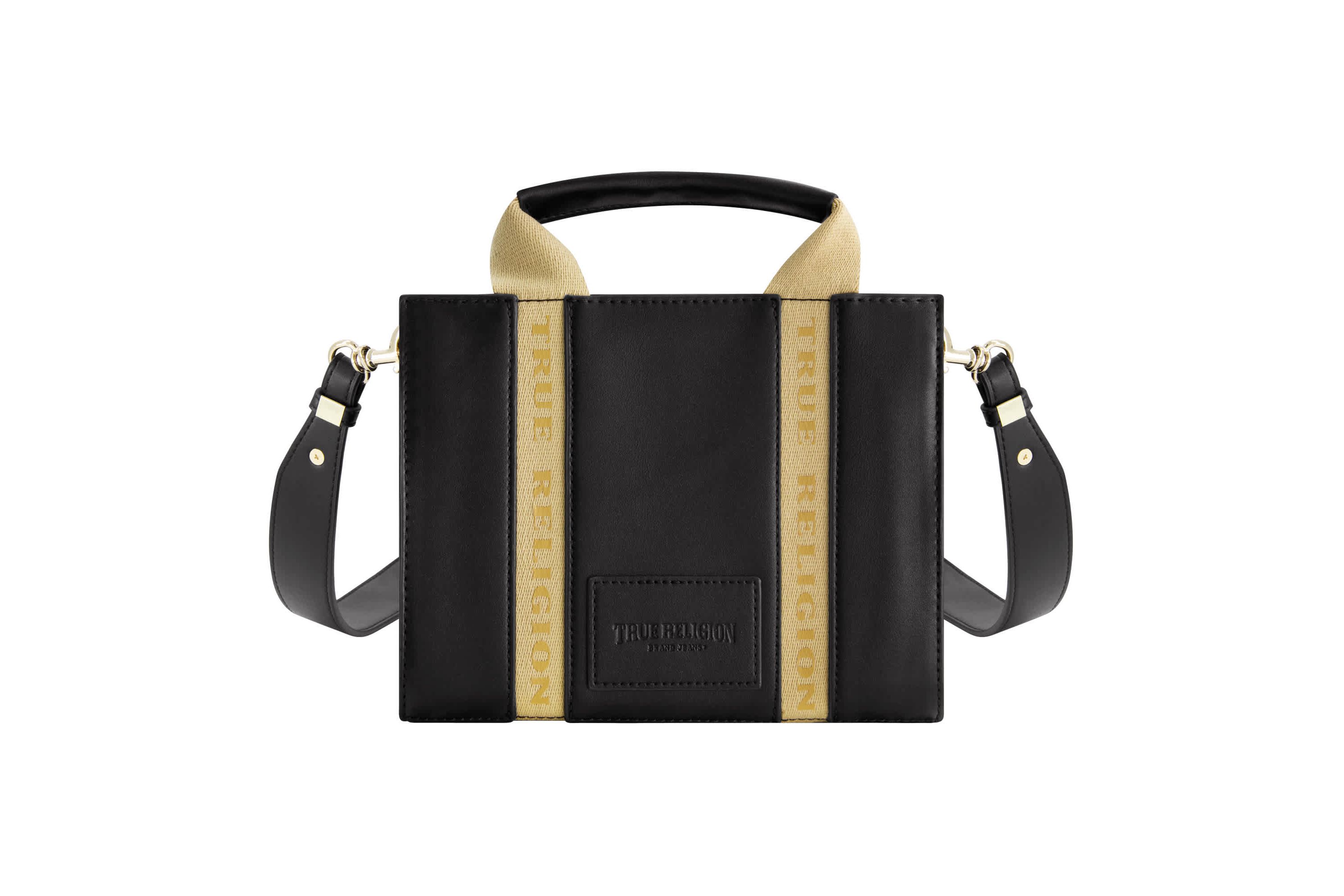 True Religion Licensed Faux Leather Mini Tote Bag with Branded Straps