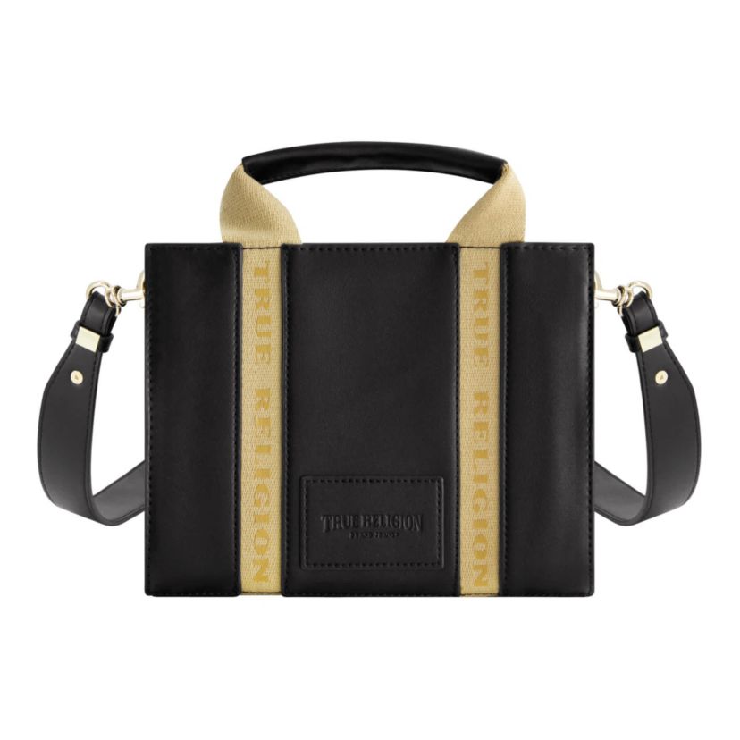 True Religion Licensed Faux Leather Mini Tote Bag with Branded Straps