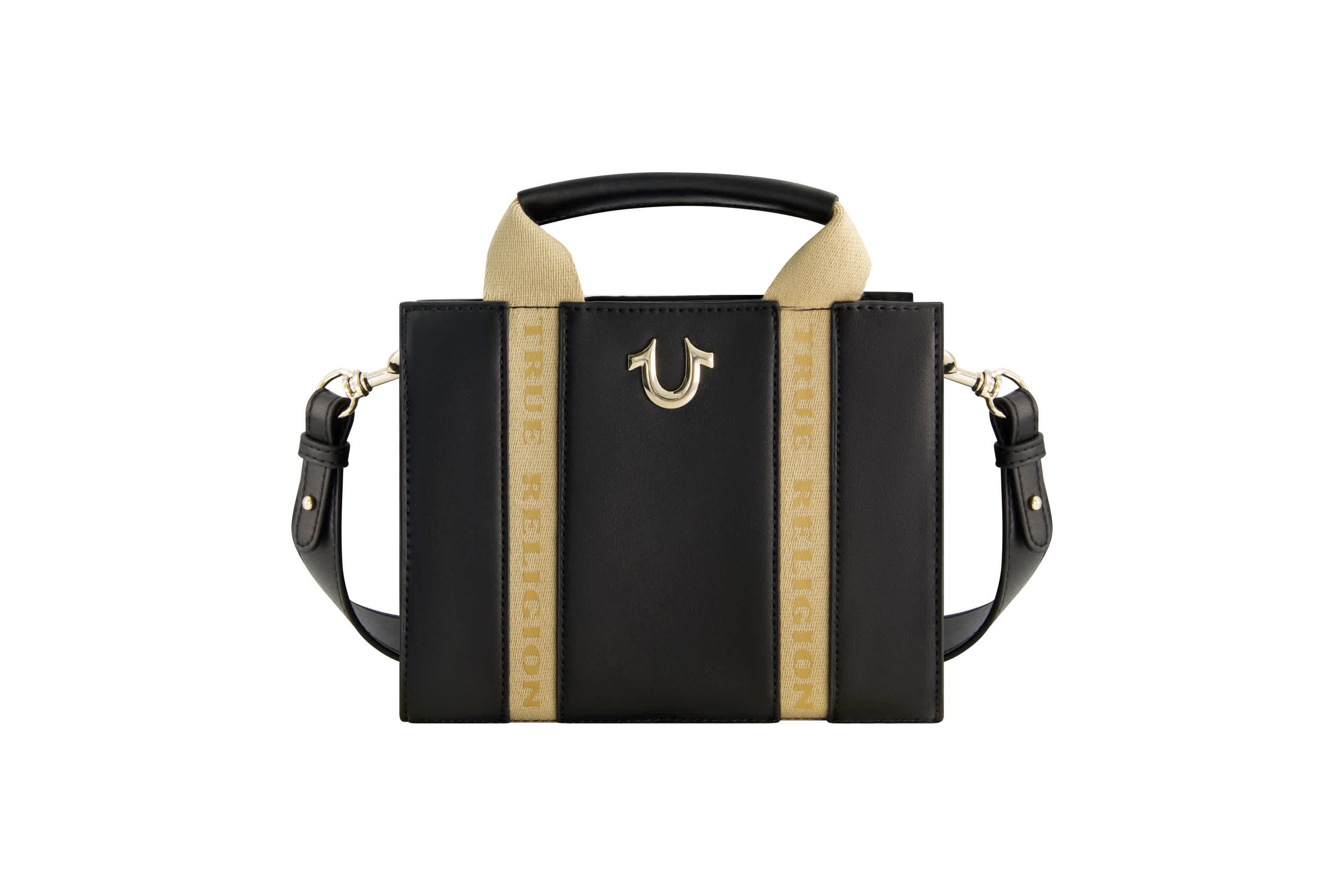 True Religion Licensed Faux Leather Mini Tote Bag with Branded Straps