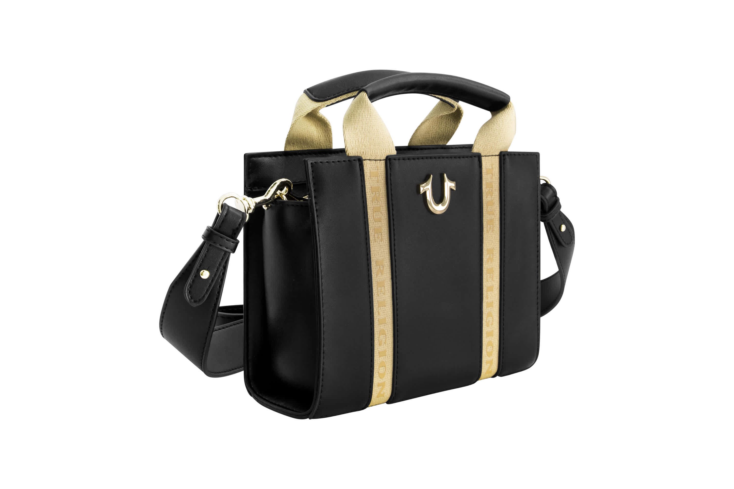 True Religion Licensed Faux Leather Mini Tote Bag with Branded Straps