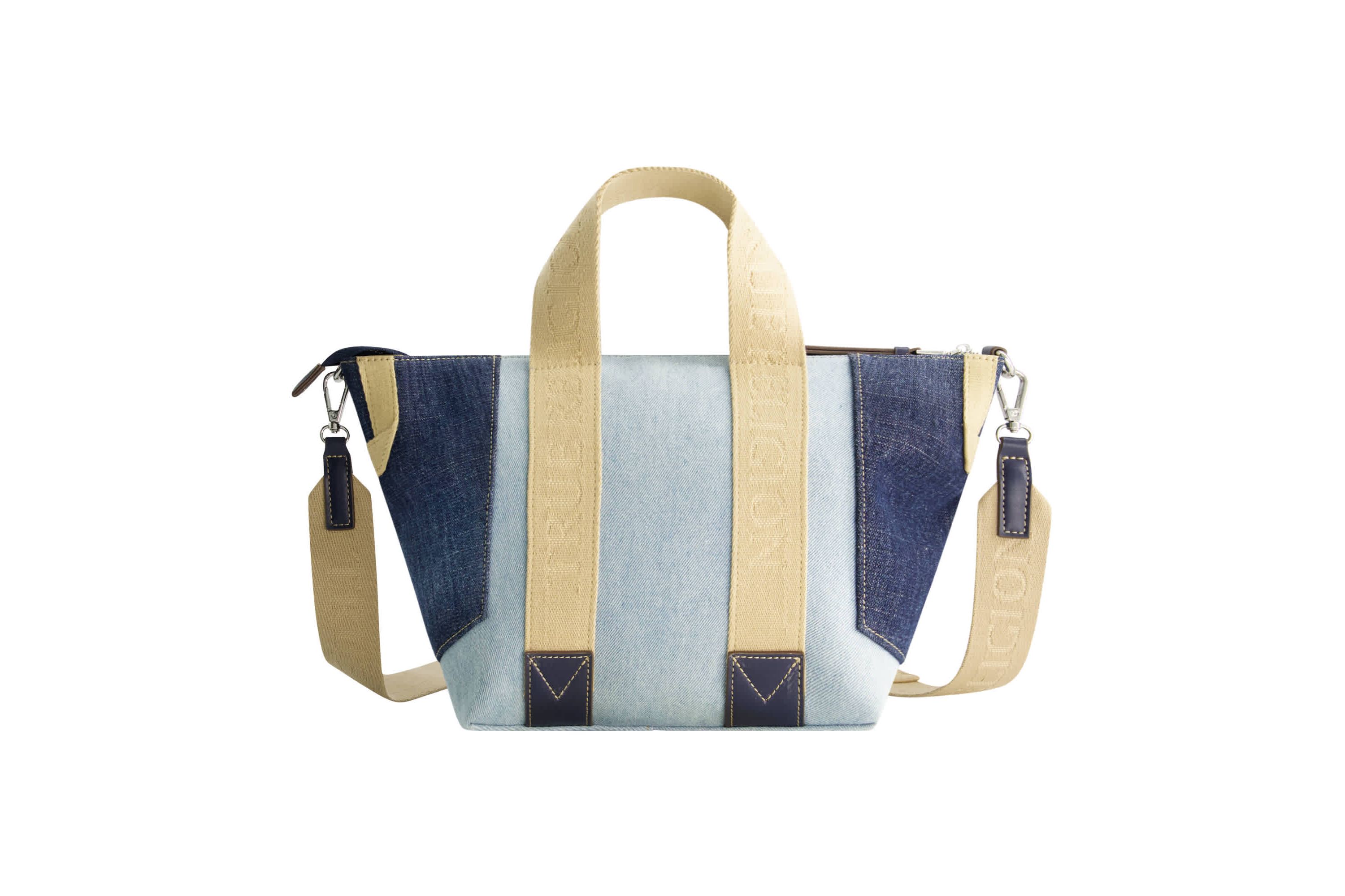 True Religion Licensed Patchwork Denim Tote Bag with Adjustable Strap