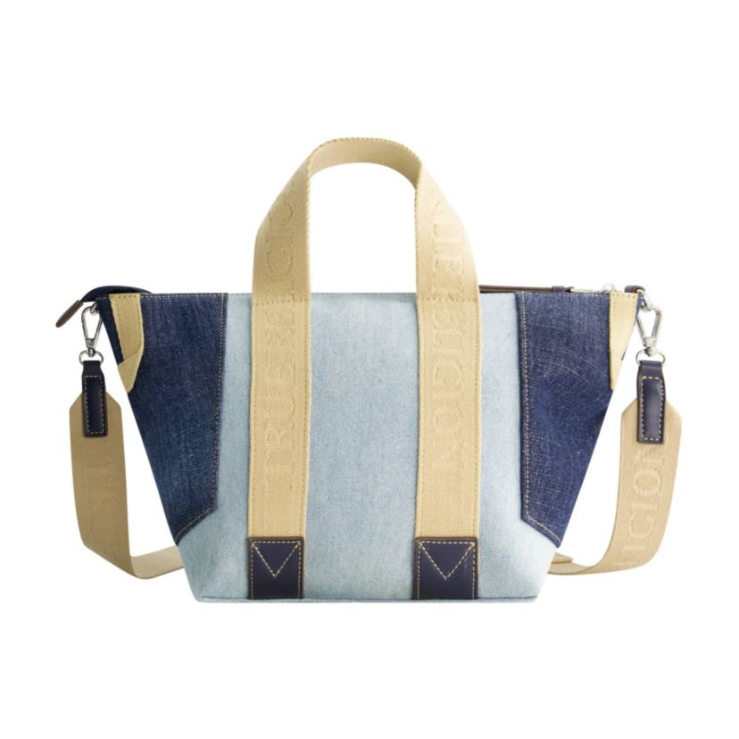 True Religion Licensed Patchwork Denim Tote Bag with Adjustable Strap