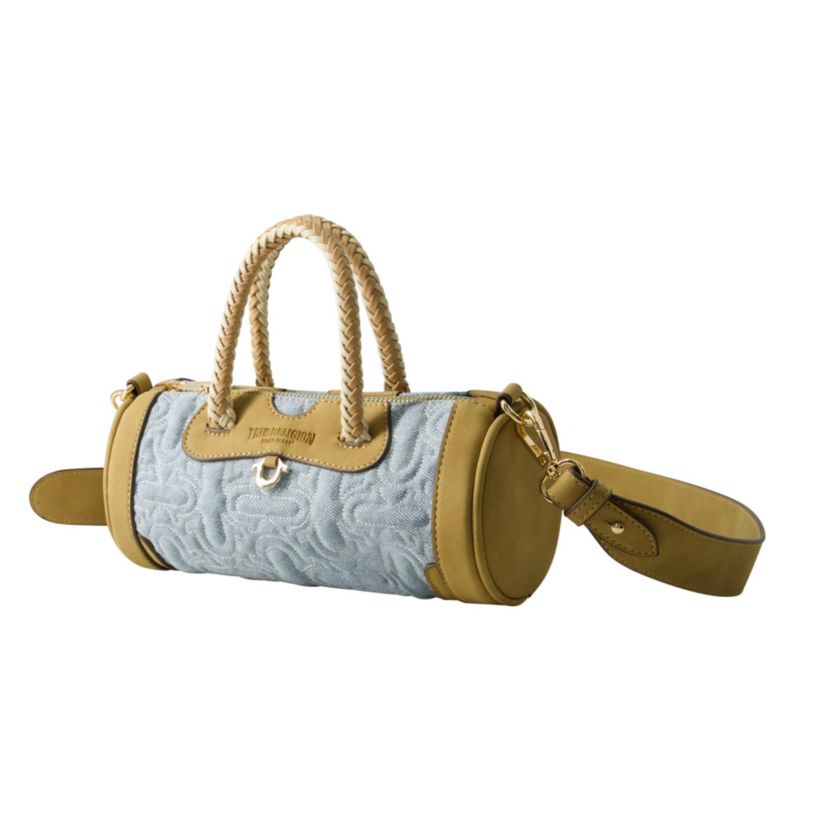 True Religion Quilted Horseshoe Mini Duffel Crossbody Bag
