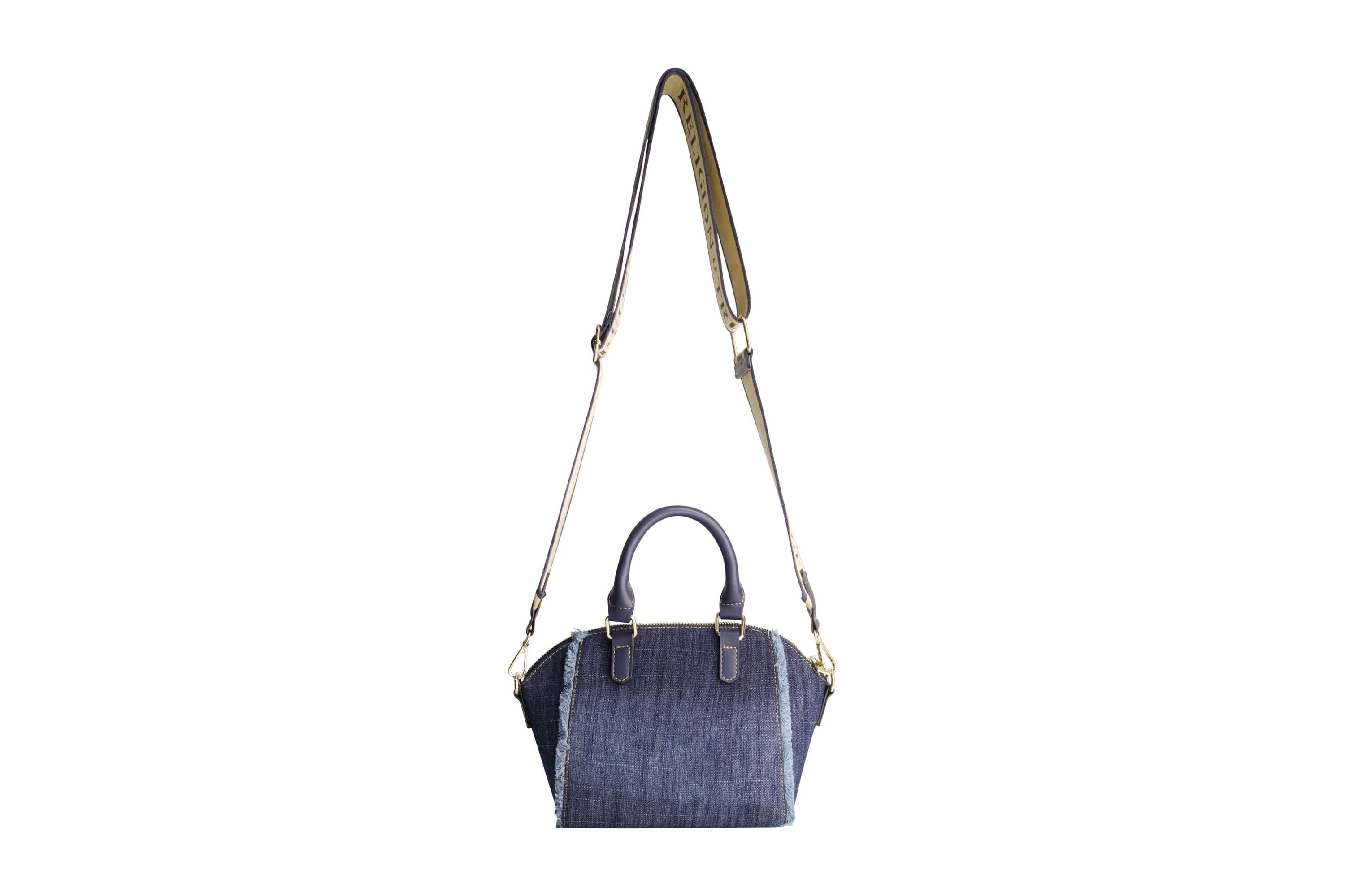 True Religion Frayed Denim Horseshoe Satchel