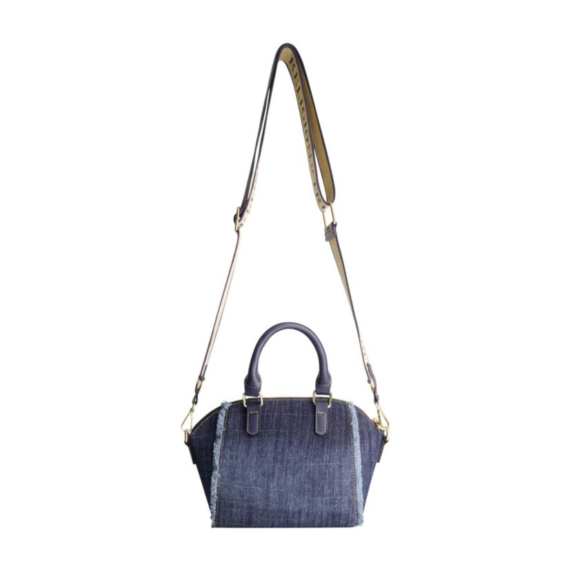 True Religion Frayed Denim Horseshoe Satchel