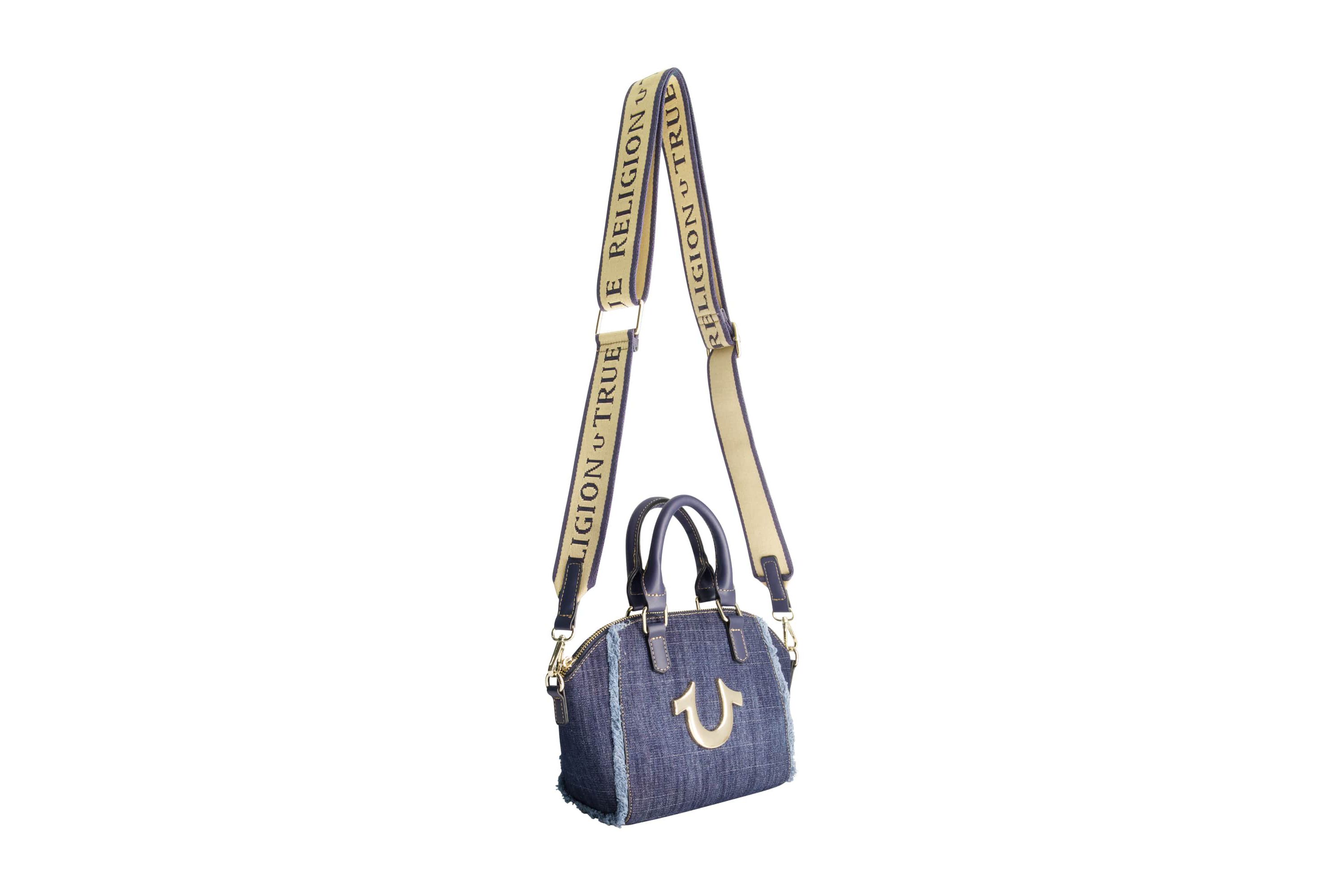 True Religion Frayed Denim Horseshoe Satchel