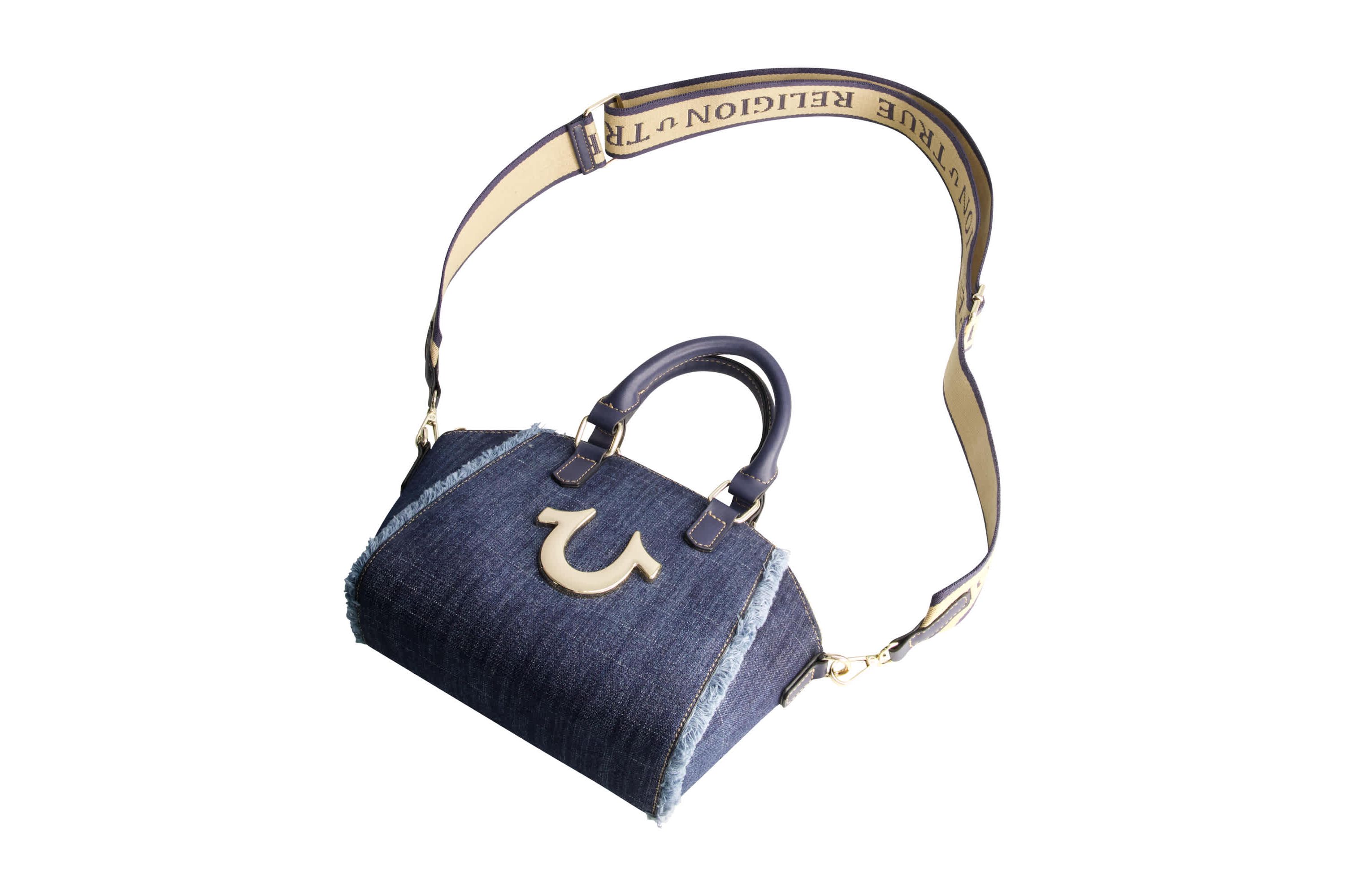 True Religion Frayed Denim Horseshoe Satchel