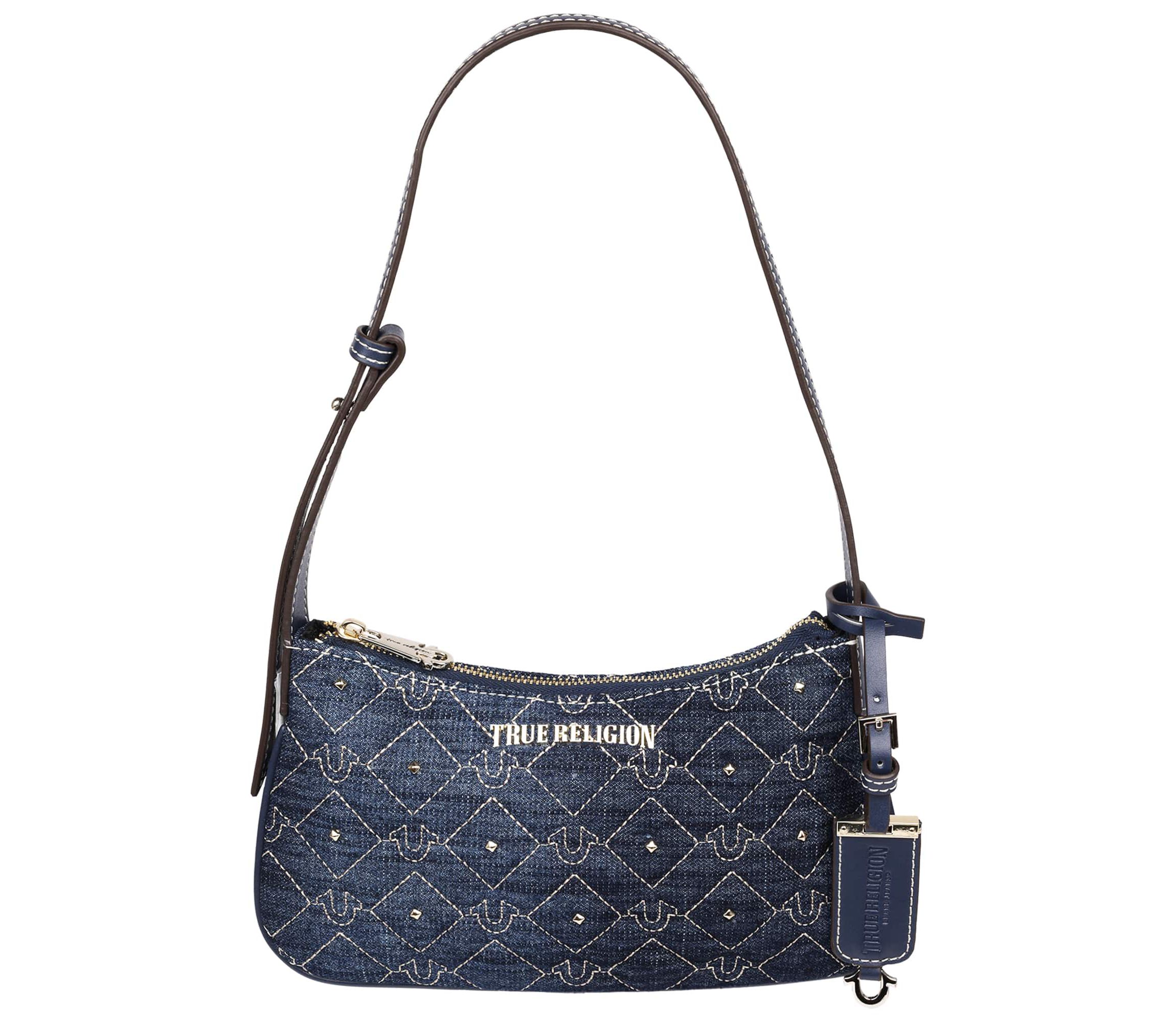True Religion Studded Denim Shoulder Bag