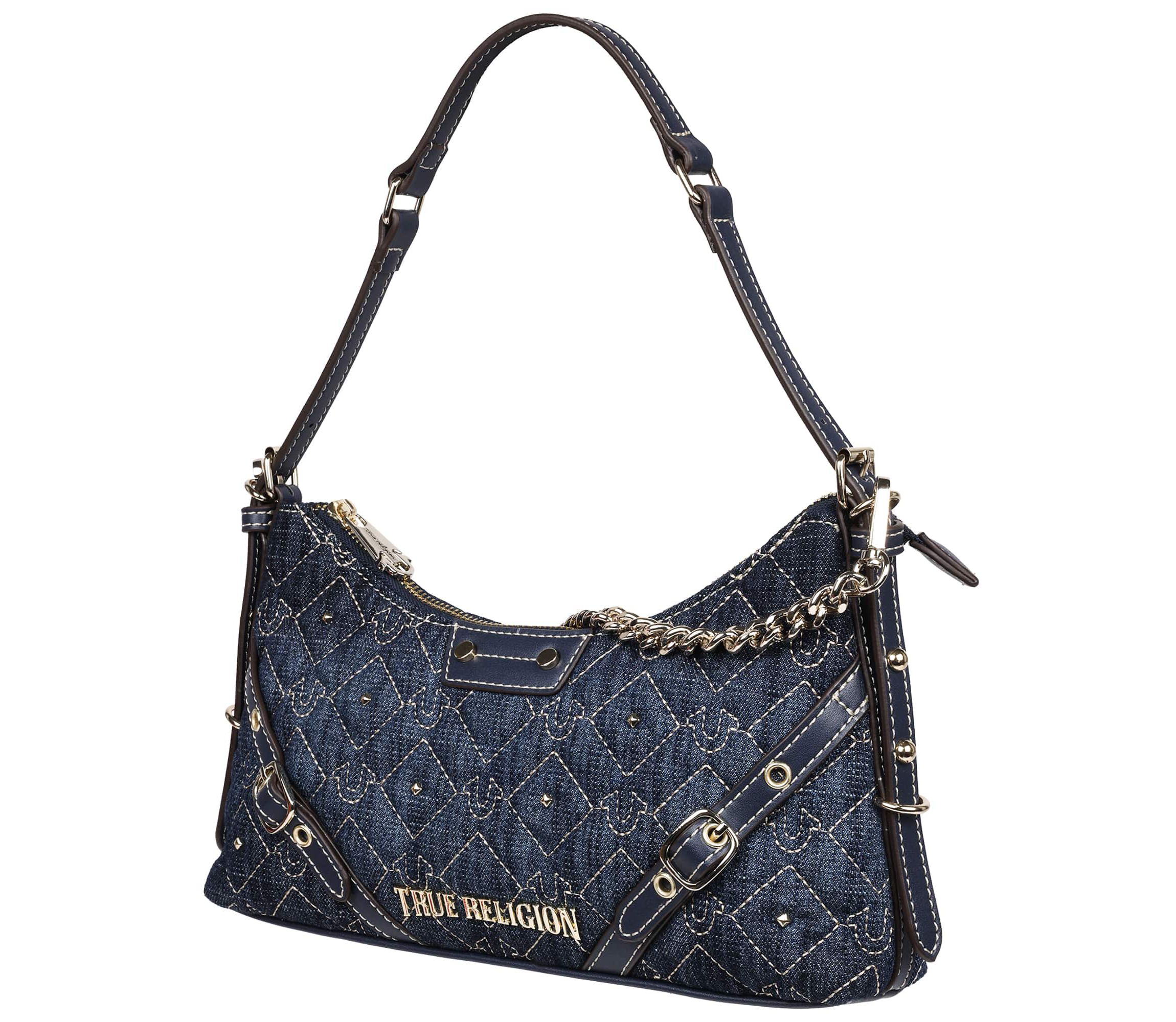 True Religion Studded Denim Chain Shoulder Bag