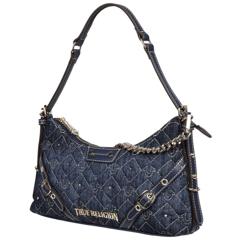 True Religion Studded Denim Chain Shoulder Bag