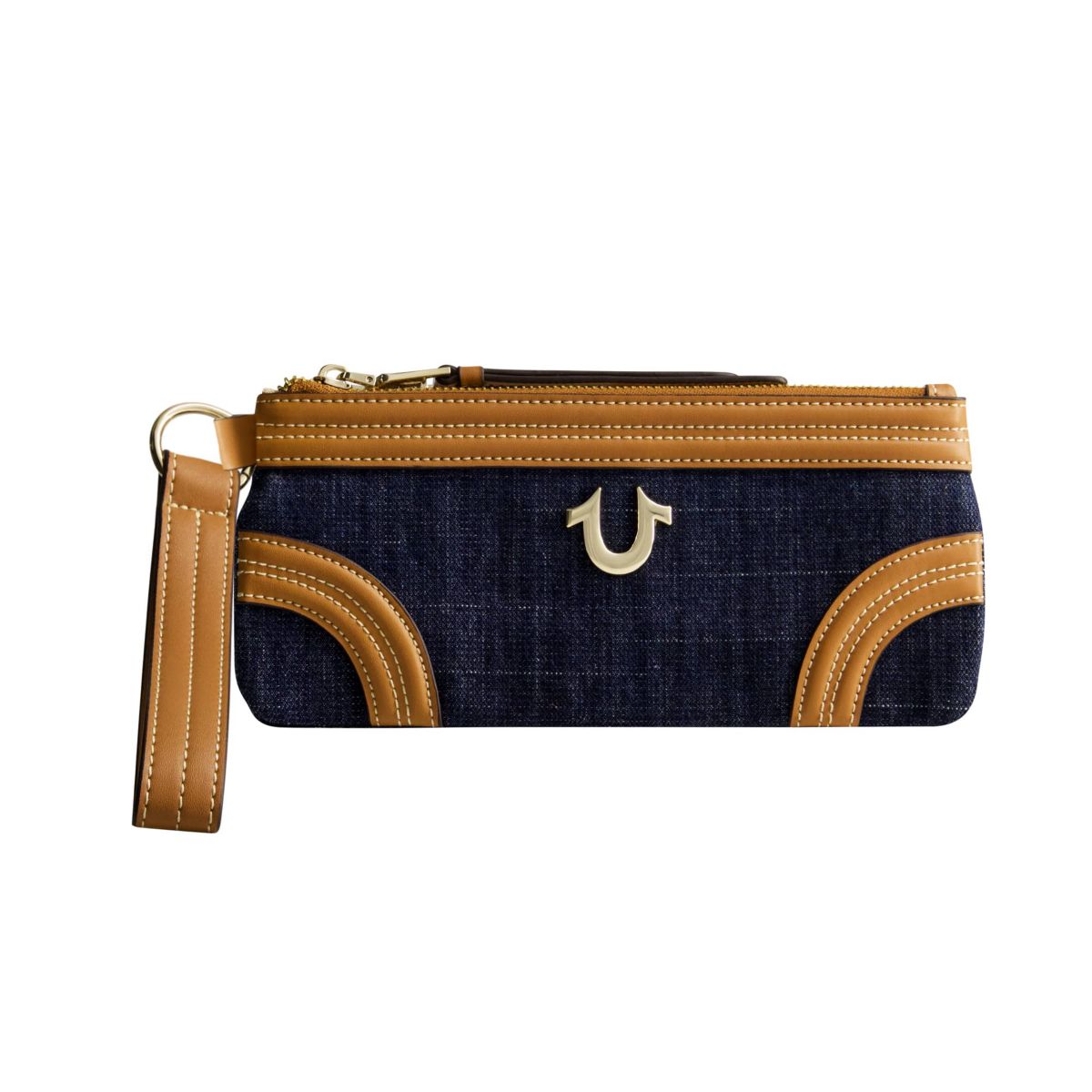 True Religion Horseshoe Denim Wristlet Wallet