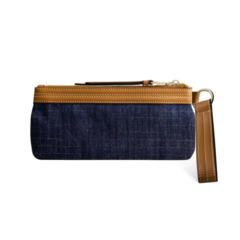 True Religion Horseshoe Denim Wristlet Wallet