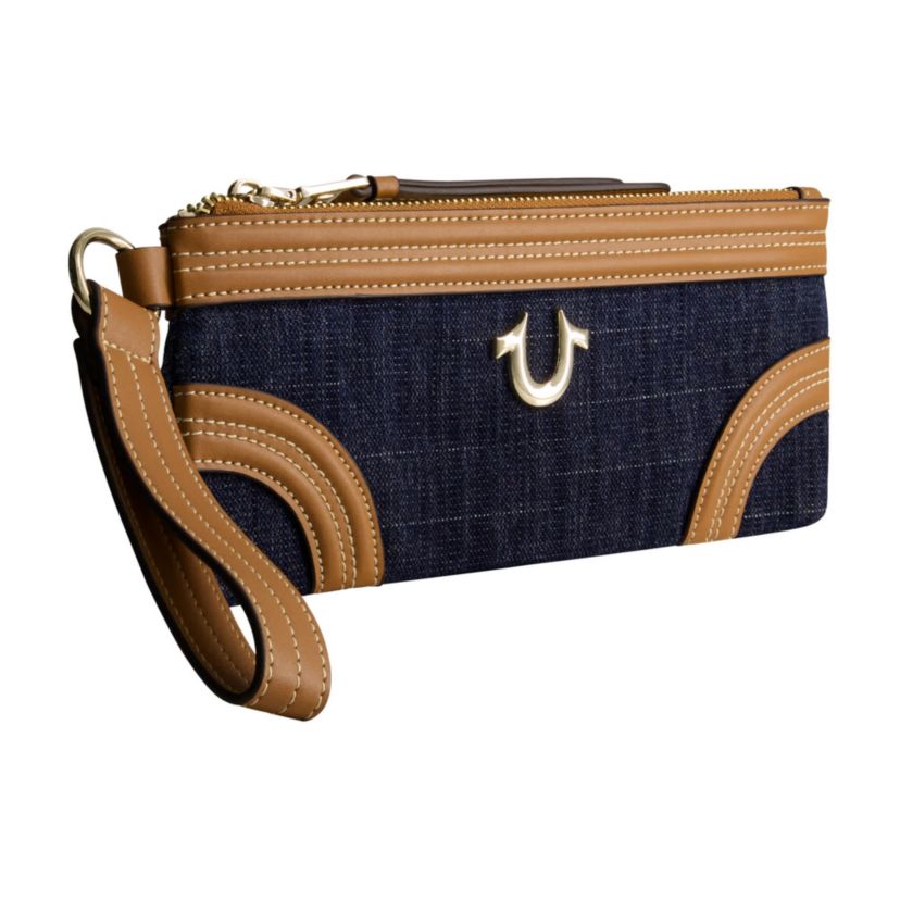 True Religion Horseshoe Denim Wristlet Wallet