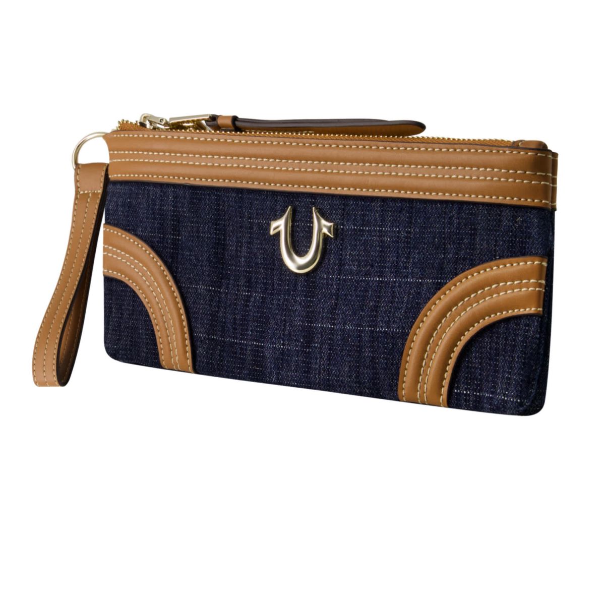 True Religion Horseshoe Denim Wristlet Wallet