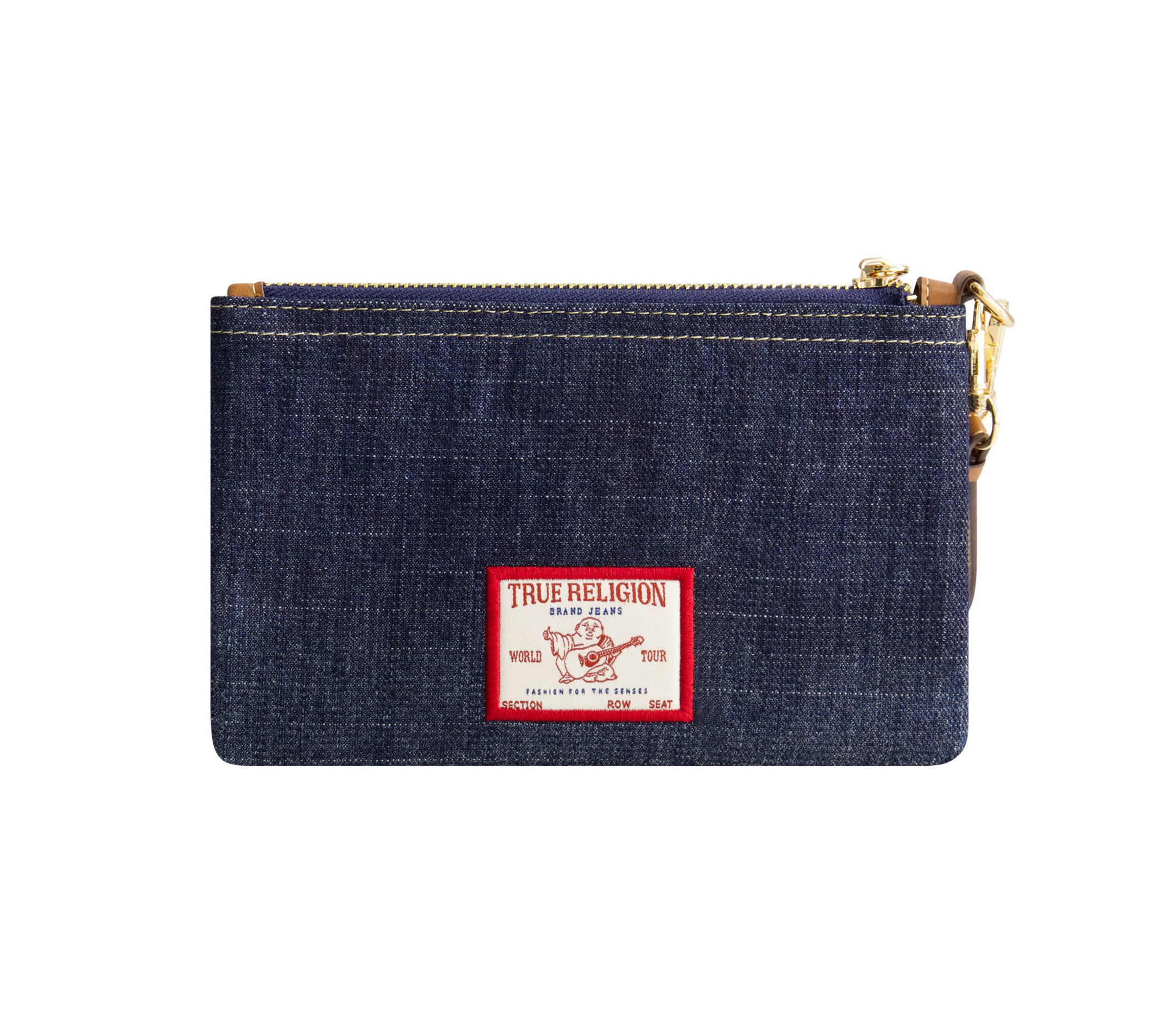 True Religion Horseshoe Denim Wristlet Pouch