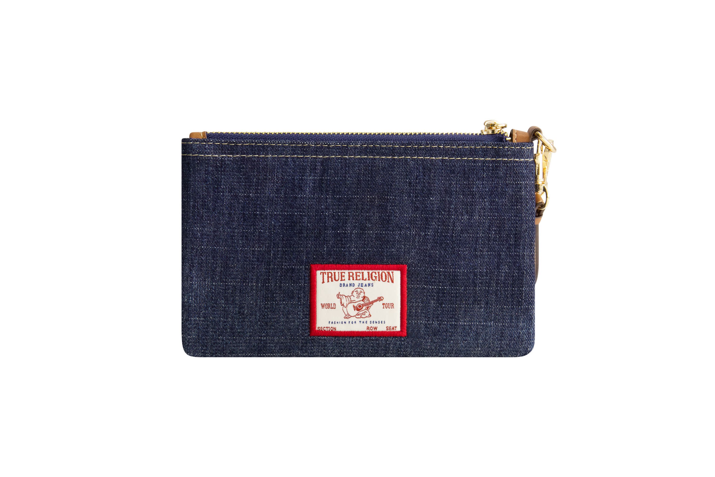 True Religion Horseshoe Denim Wristlet Pouch