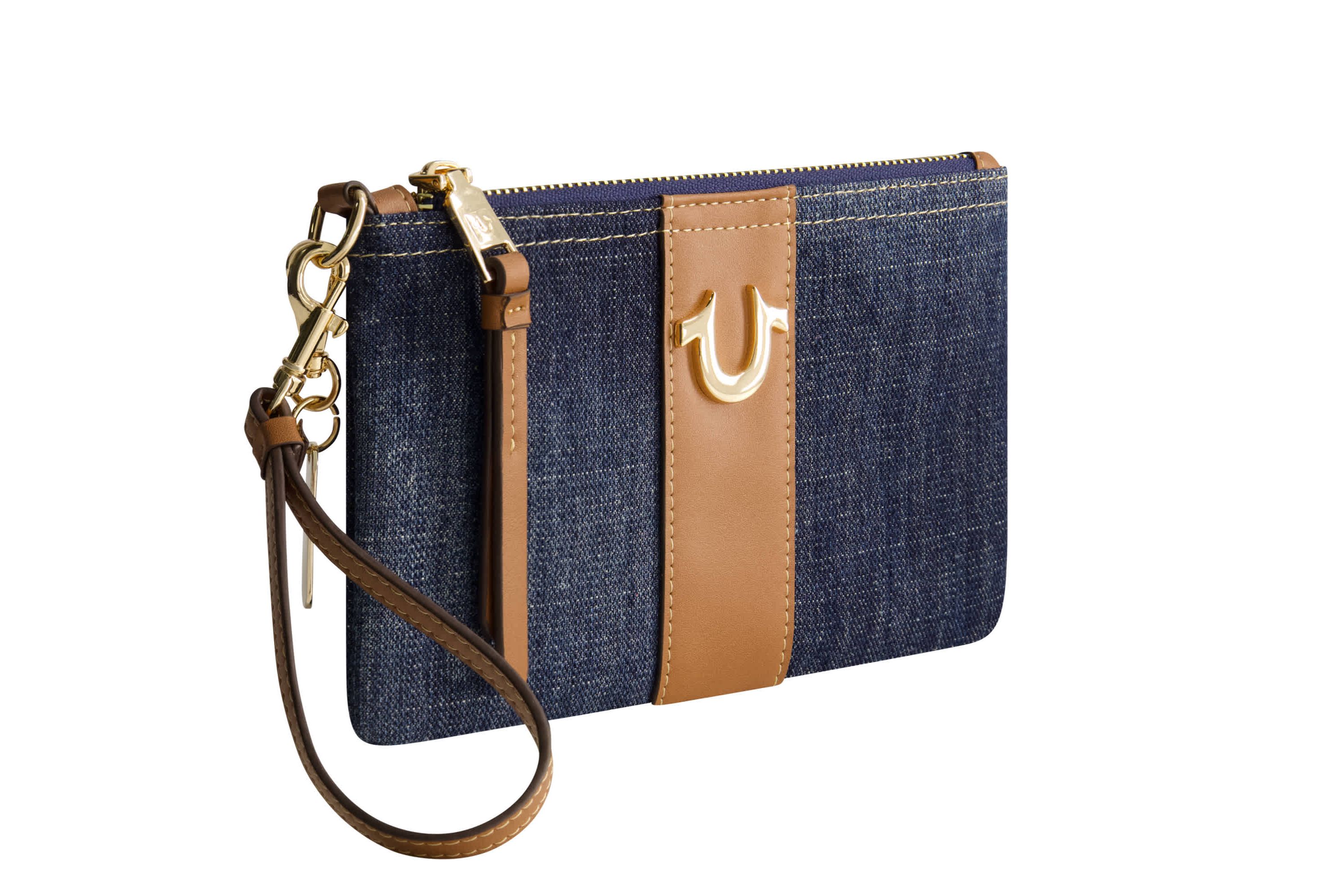 True Religion Horseshoe Denim Wristlet Pouch