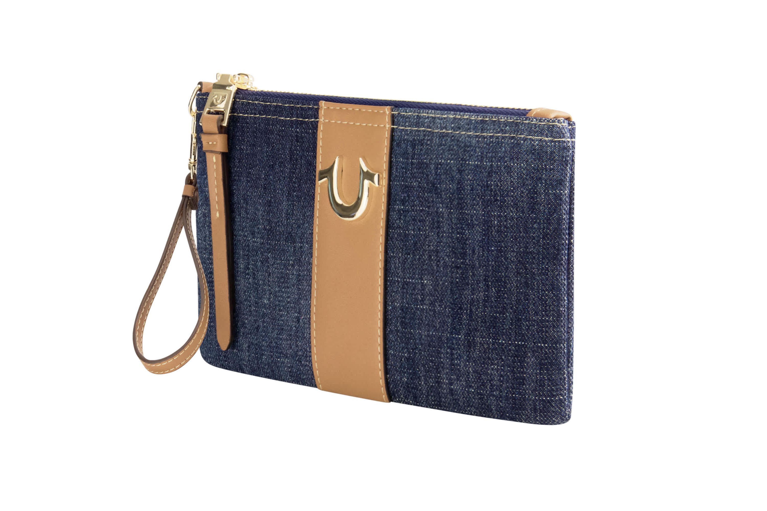 True Religion Horseshoe Denim Wristlet Pouch