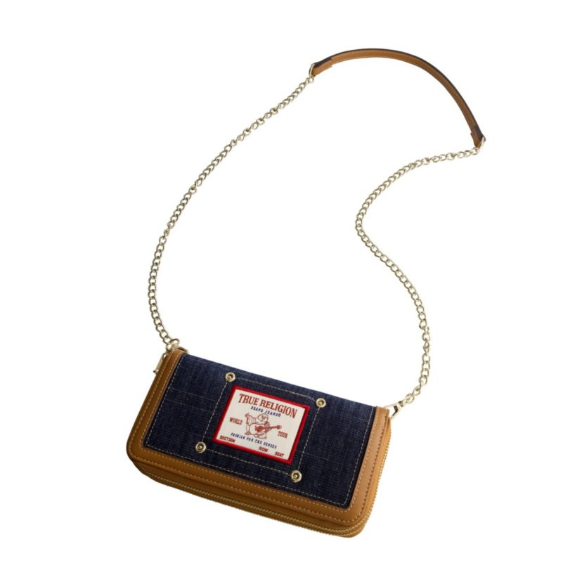 True Religion Buddha Patch Double Zip Chain Wallet