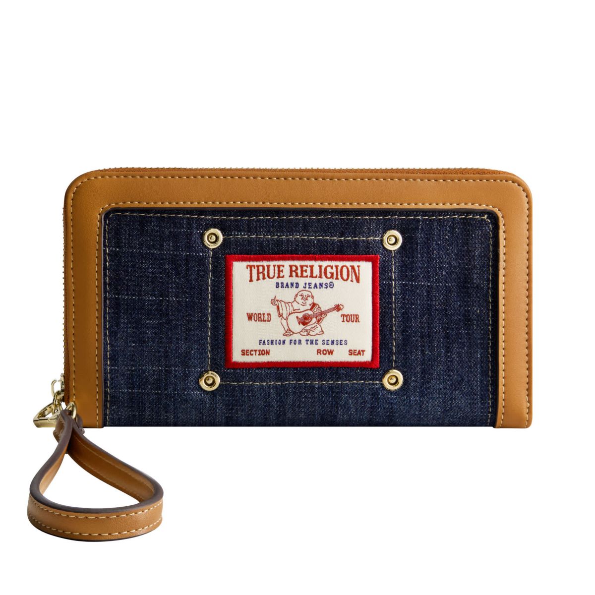 True Religion Buddha Patch Zip Around Wristlet