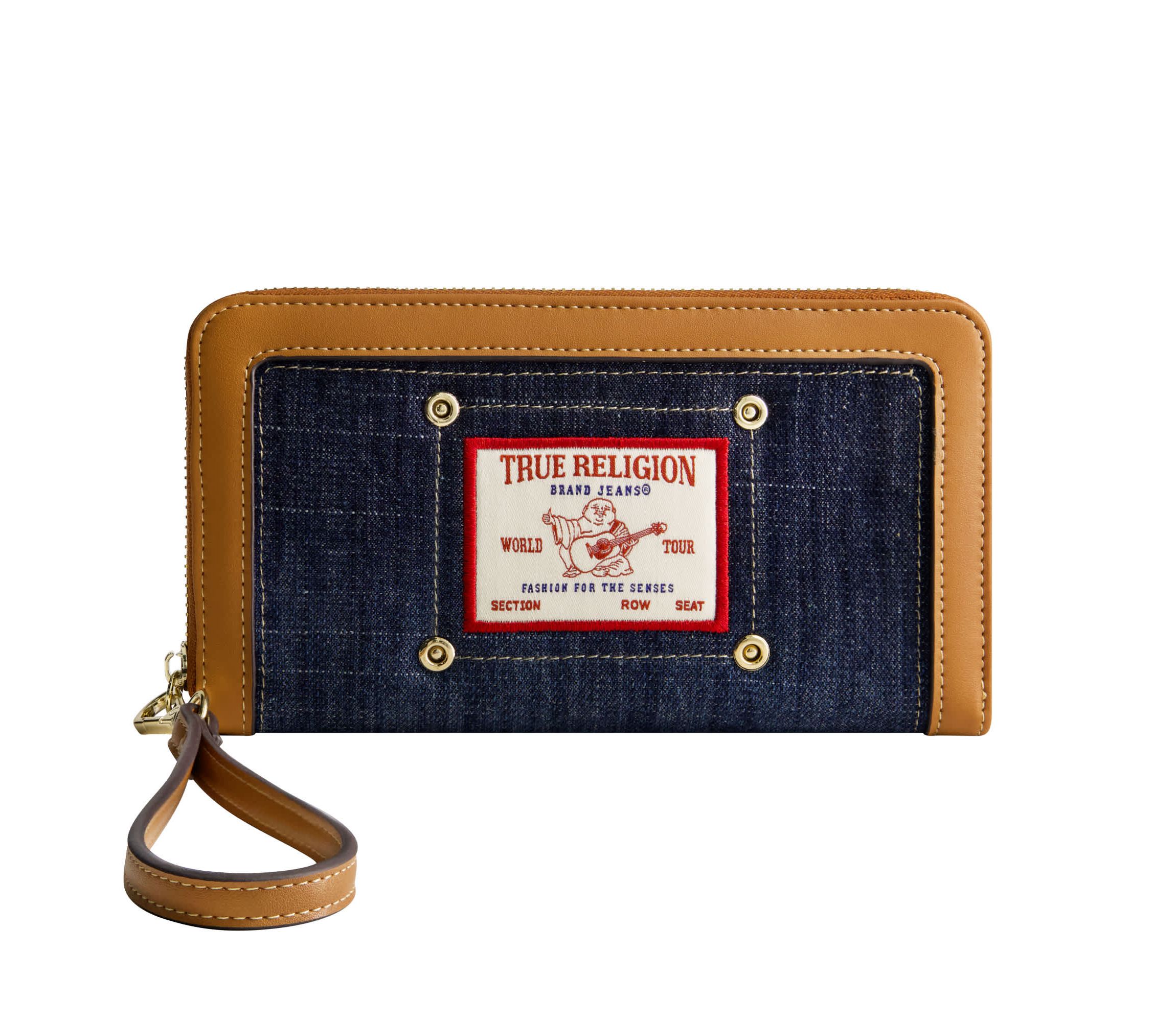 True Religion Buddha Patch Zip Around Wristlet