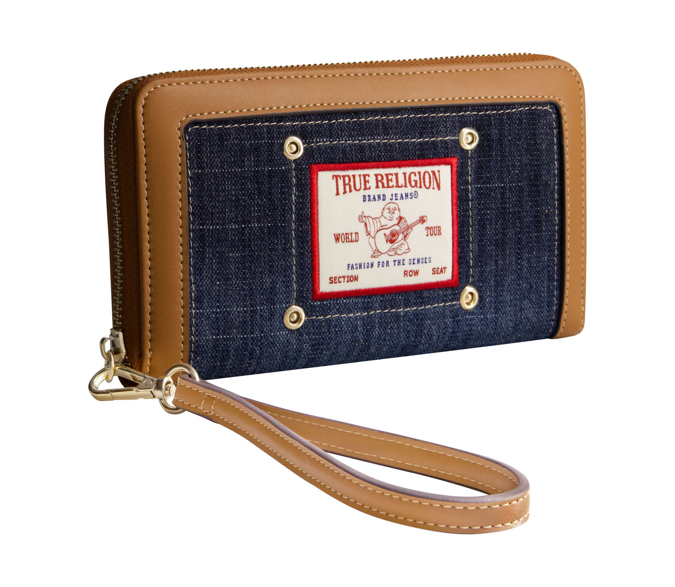 True Religion Buddha Patch Zip Around Wristlet