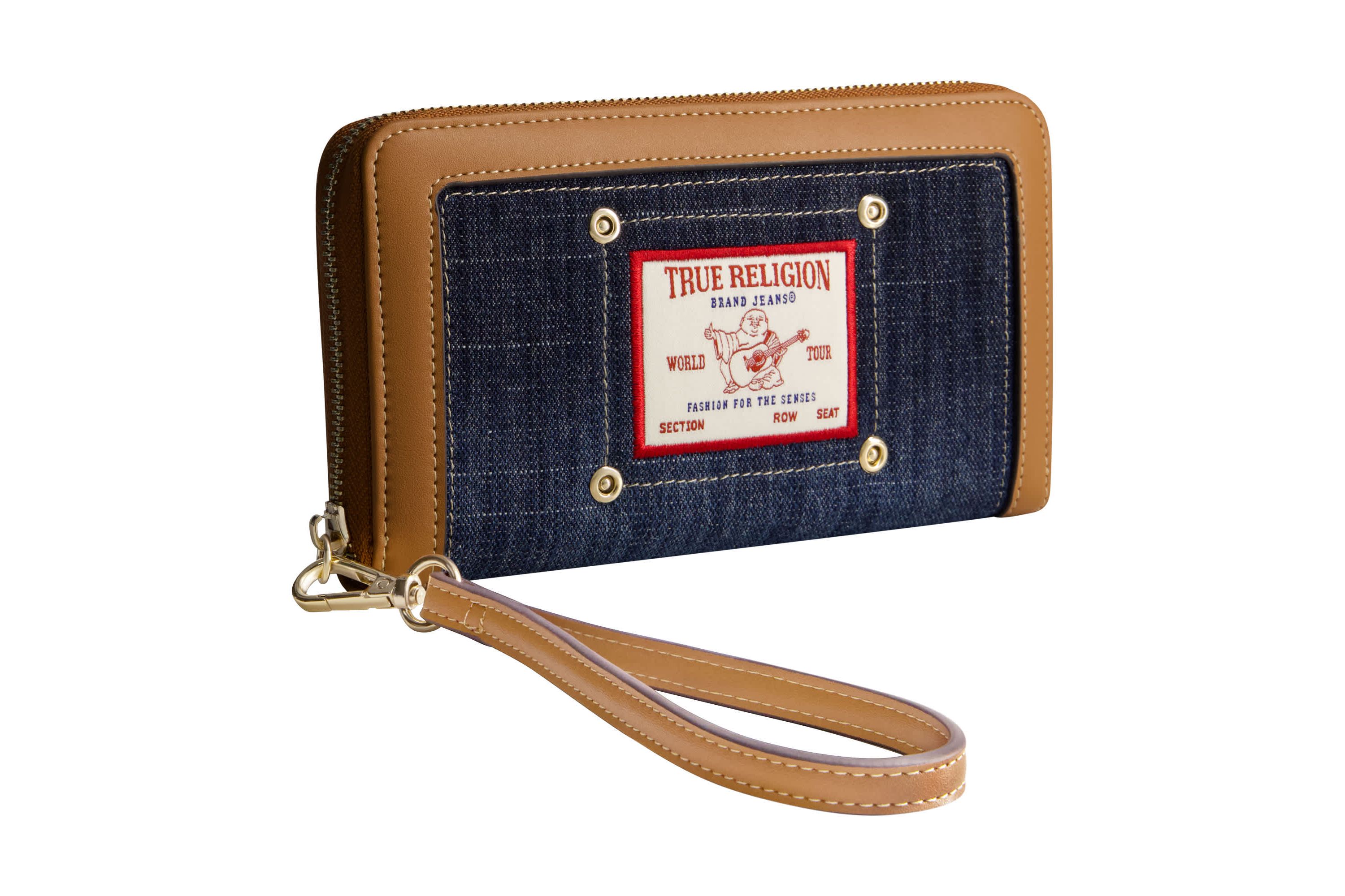 True Religion Buddha Patch Zip Around Wristlet