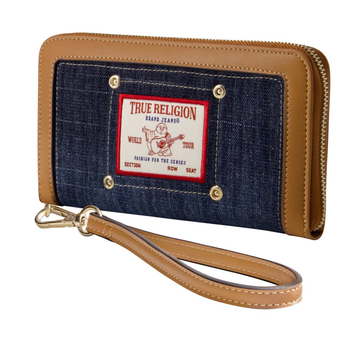 True Religion Buddha Patch Zip Around Wristlet