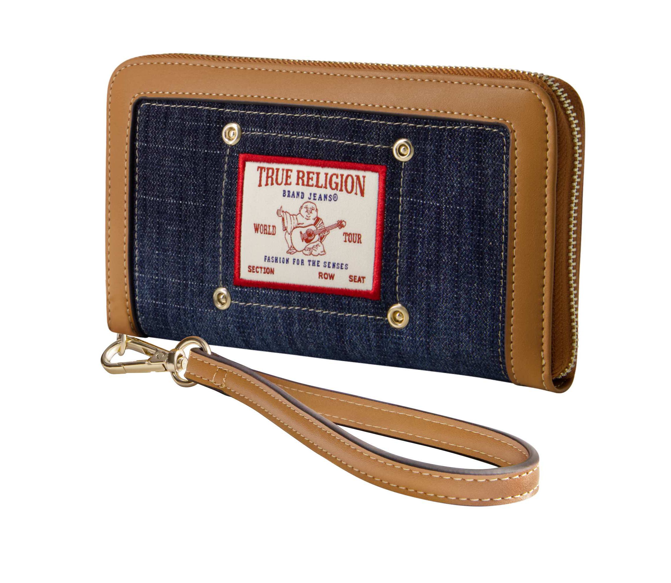 True Religion Buddha Patch Zip Around Wristlet