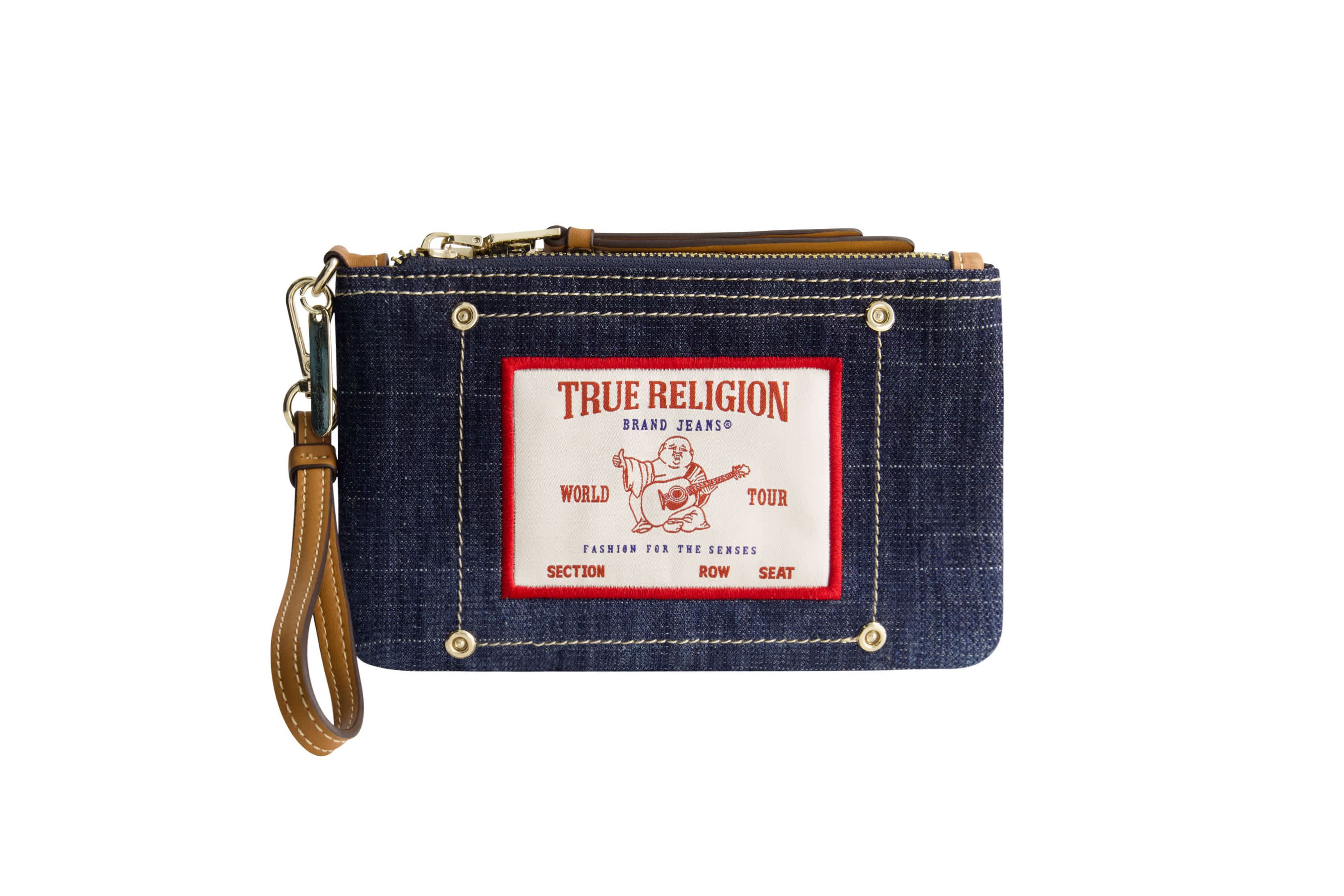 True Religion Buddha Patch Denim Wristlet