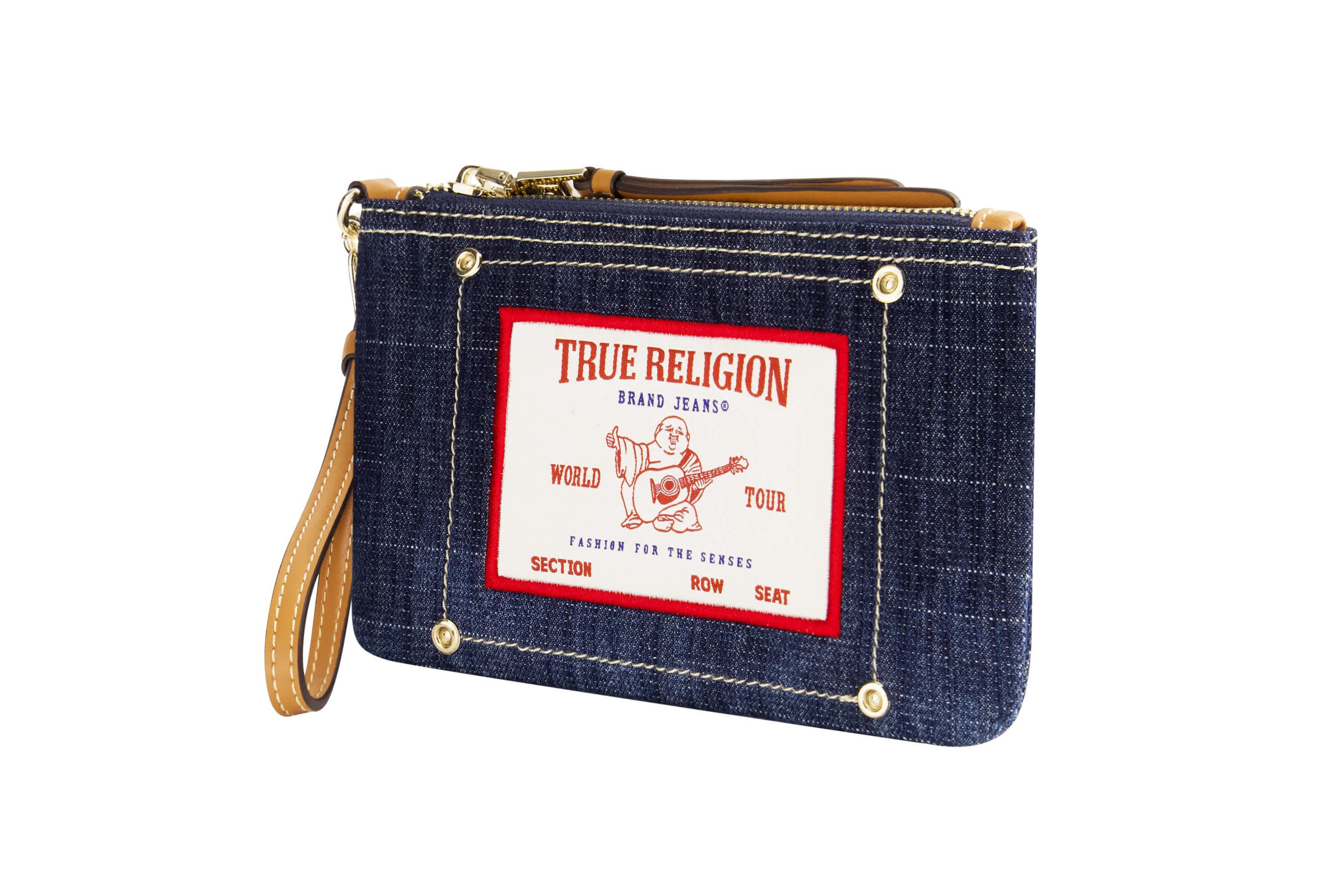 True Religion Buddha Patch Denim Wristlet