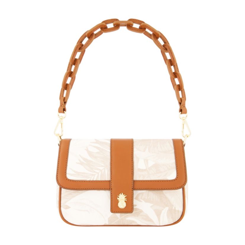 Tommy Bahama Leather Trim Floral Crossbody Flap