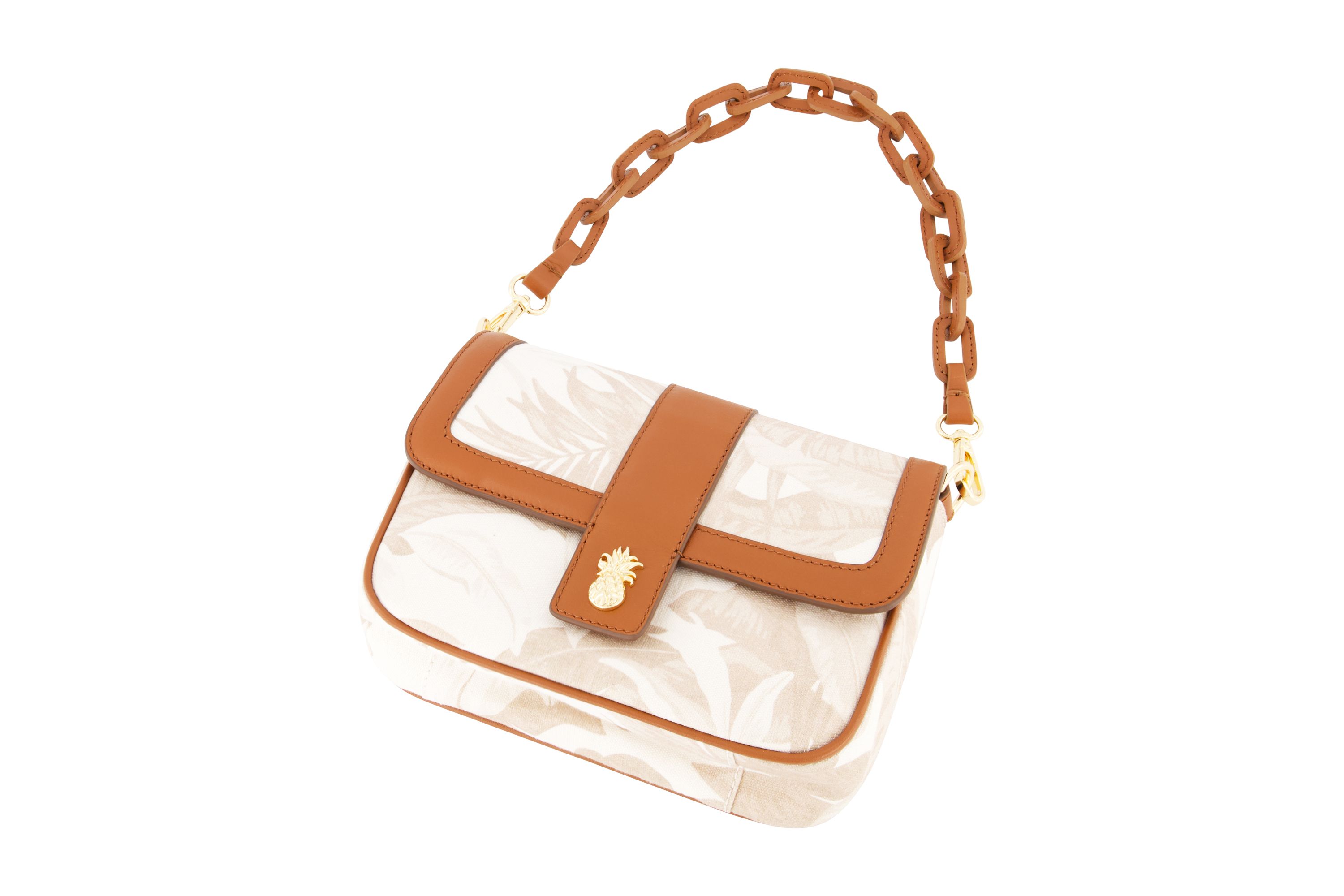 Tommy Bahama Leather Trim Floral Crossbody Flap